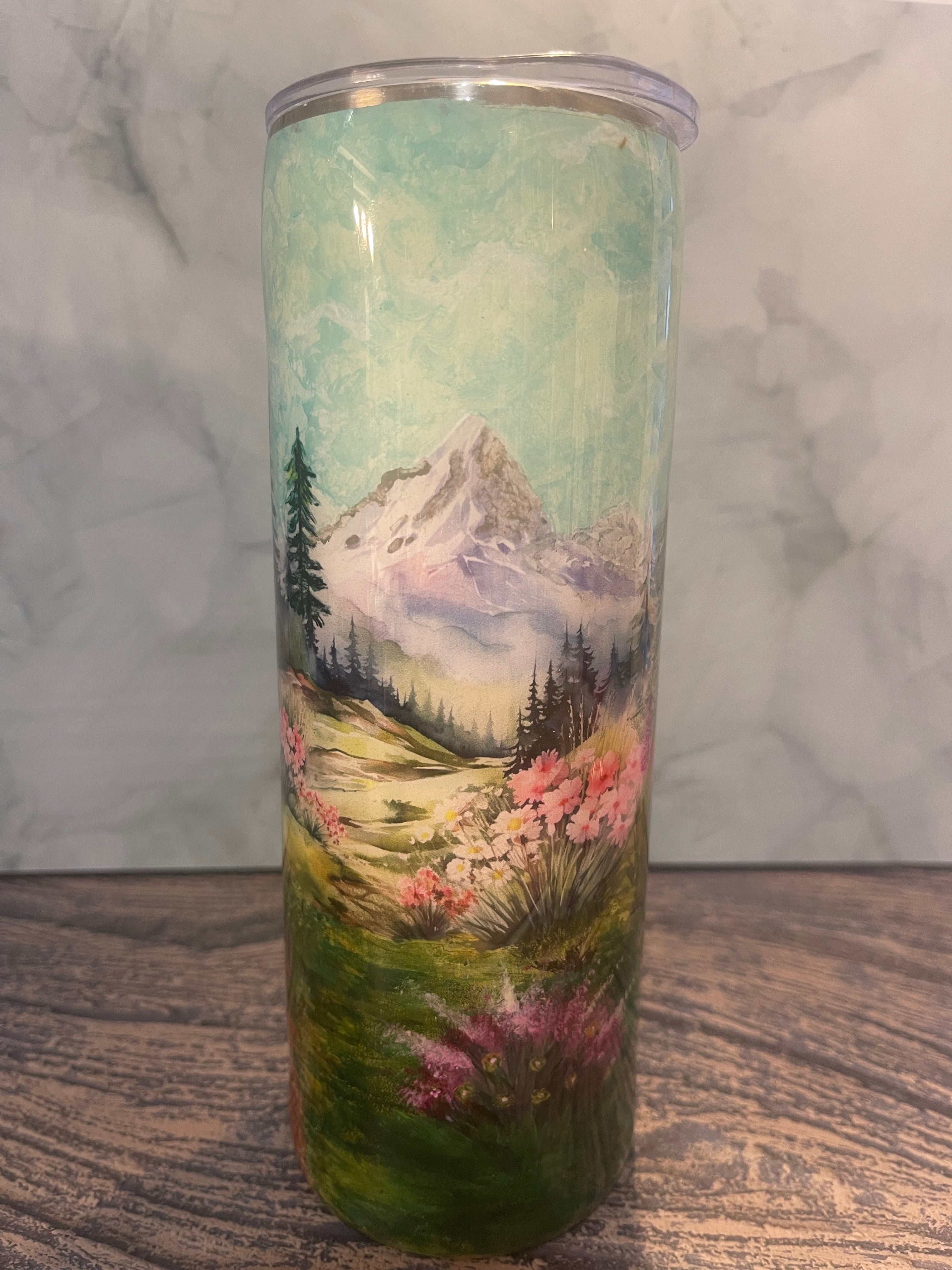 Hand Painted Scenic Tumbler - 20oz with Straw