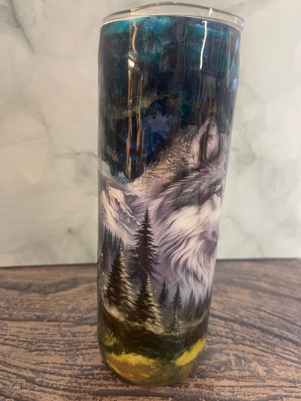 Mystic Wolf Tumbler - 20oz Moonlit Wilderness Design