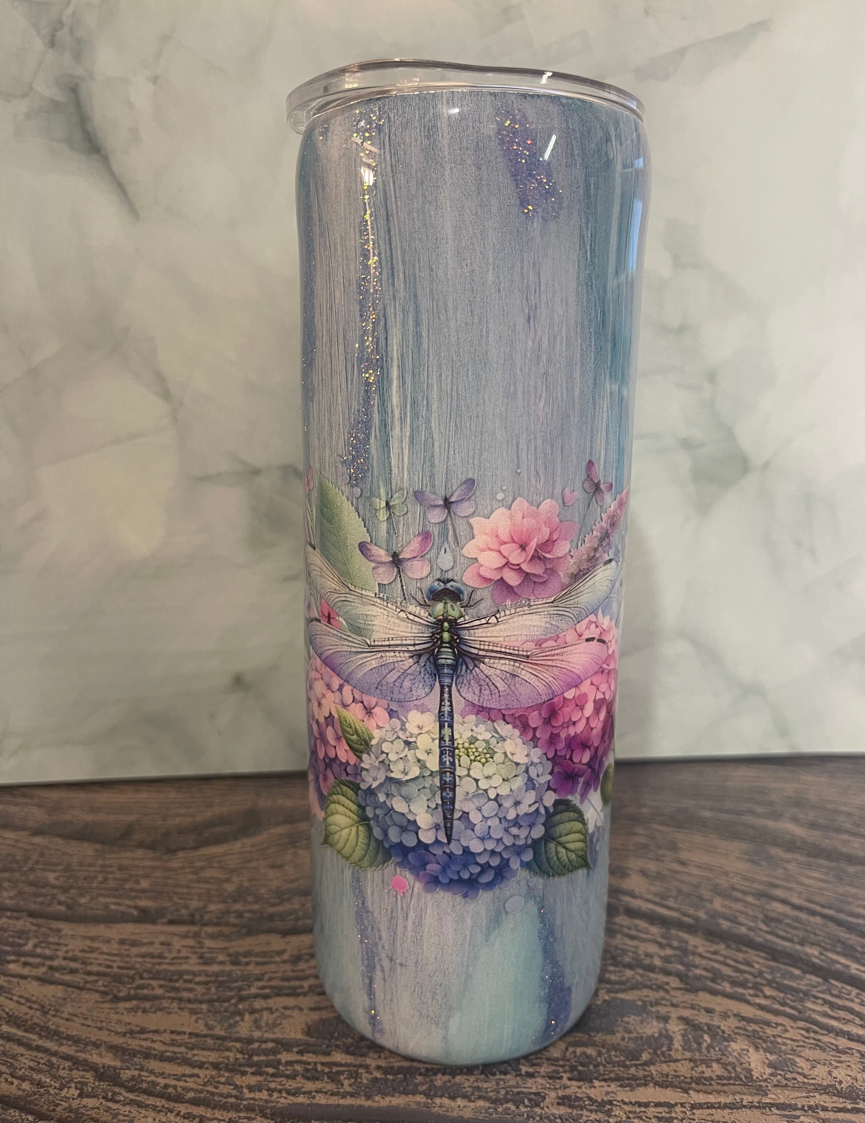 Dragonfly Tumbler - 20oz Pastel Garden Design