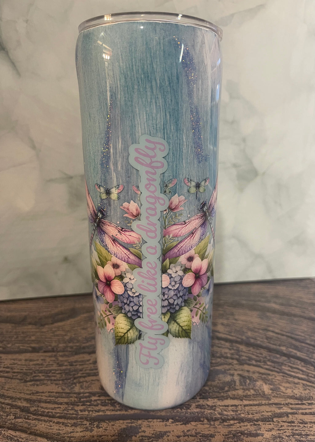 Dragonfly Tumbler - 20oz Pastel Garden Design