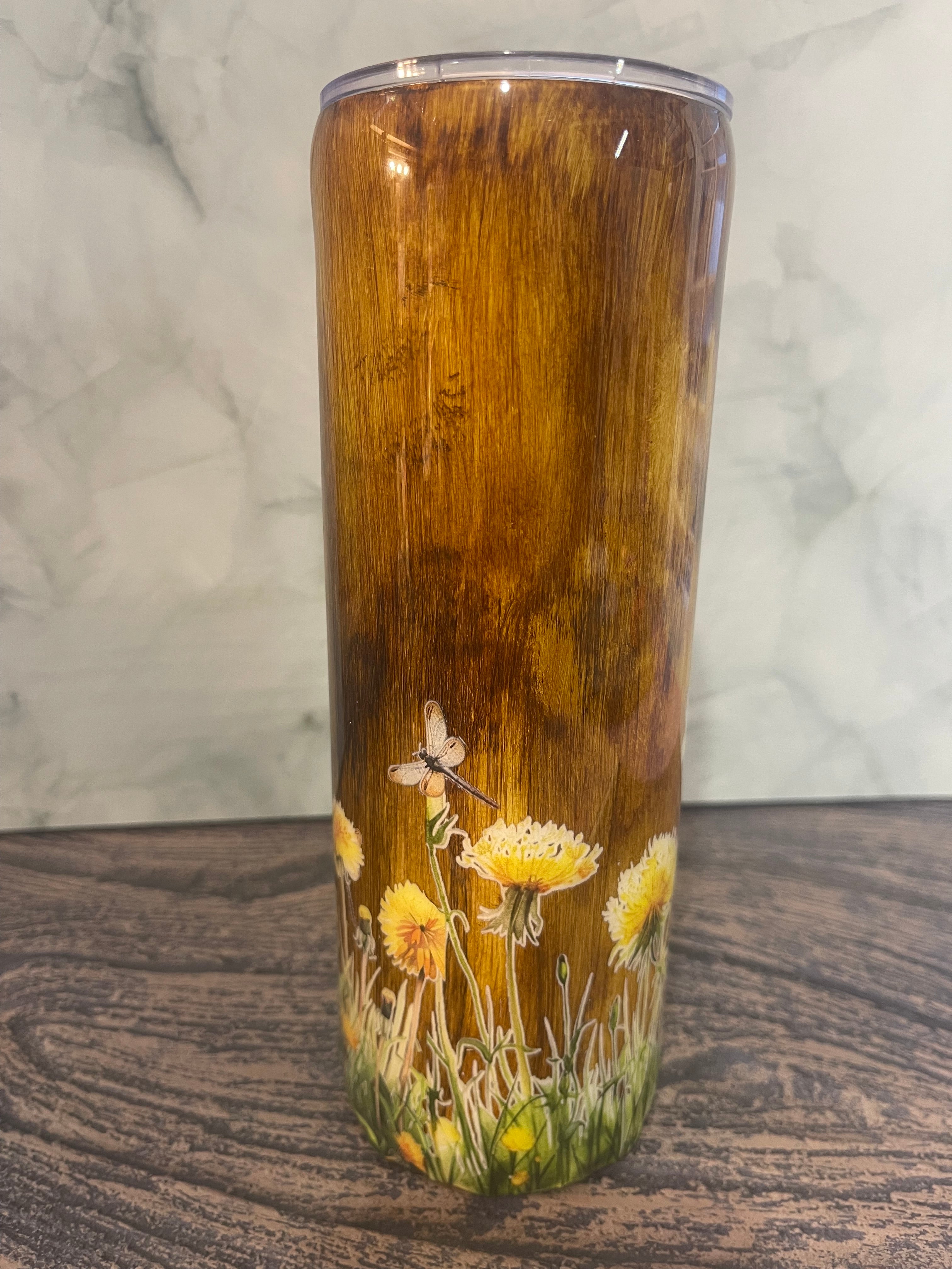 Dandelion Dreams Tumbler - 20oz with Dragonfly