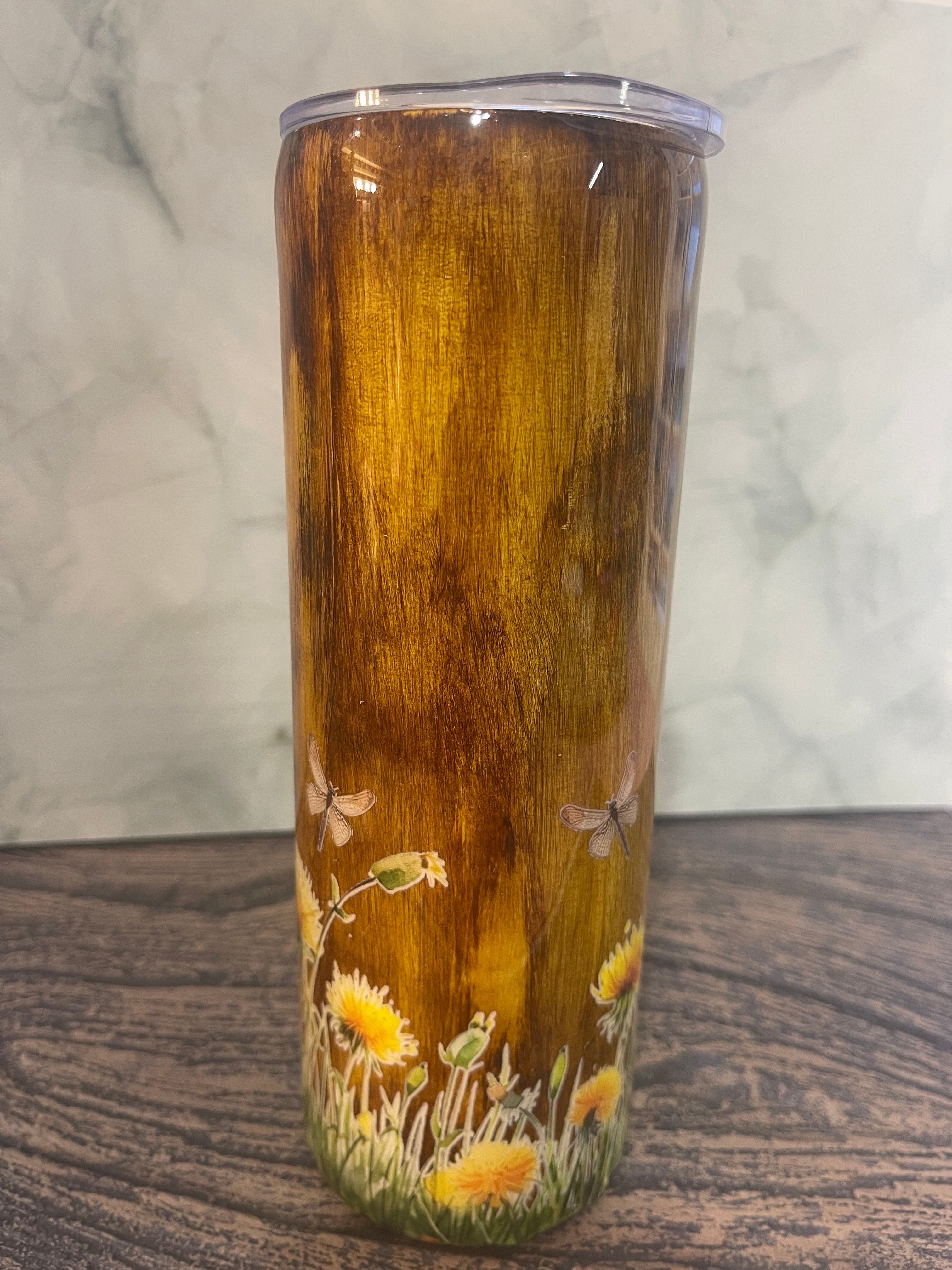 Dandelion Dreams Tumbler - 20oz with Dragonfly