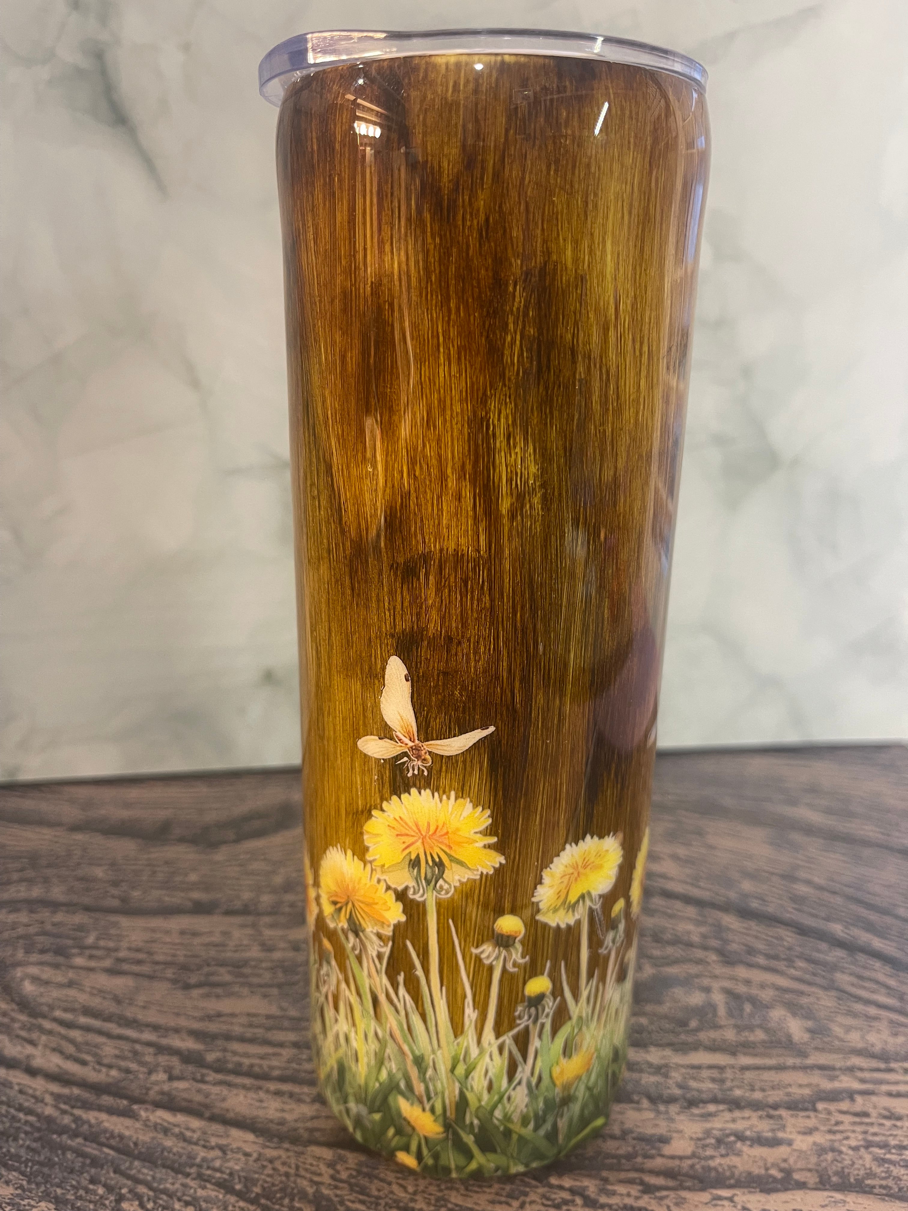 Dandelion Dreams Tumbler - 20oz with Dragonfly