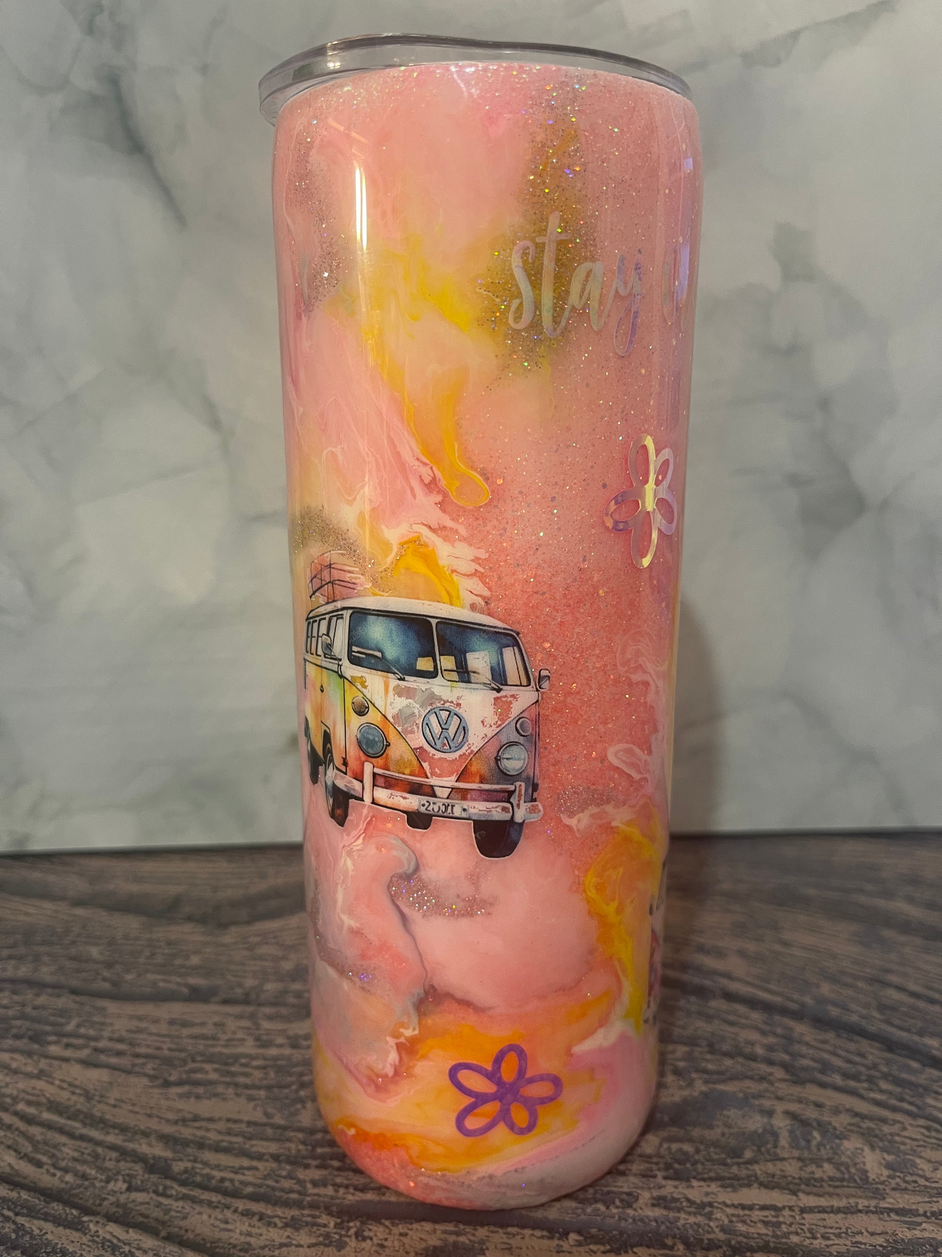 Vintage VW Camper Tumbler - 20oz Dreamy Sunset Design