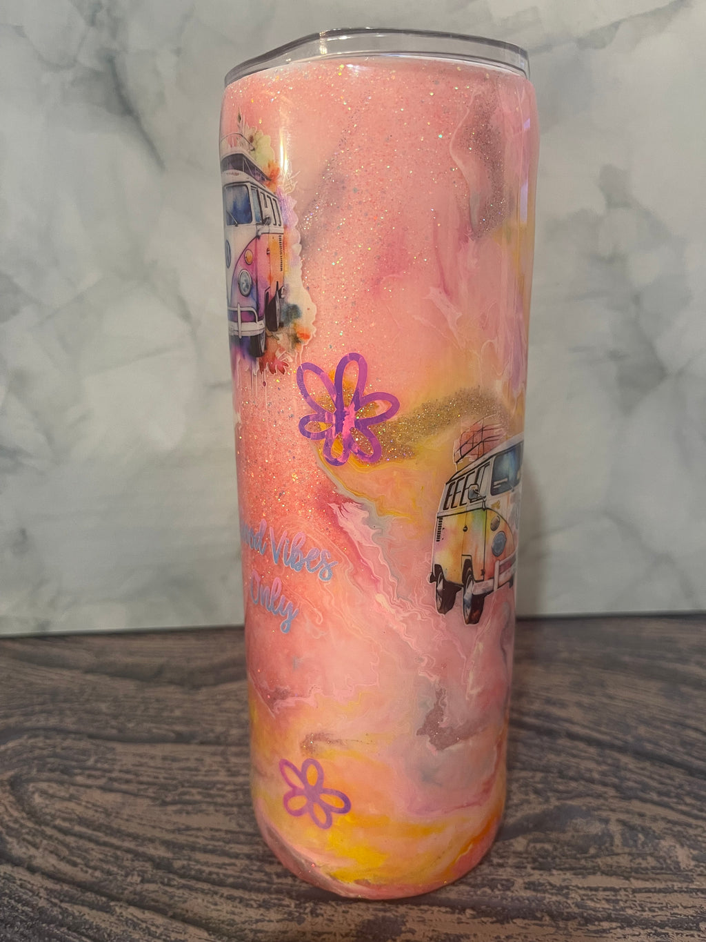 Vintage VW Camper Tumbler - 20oz Dreamy Sunset Design