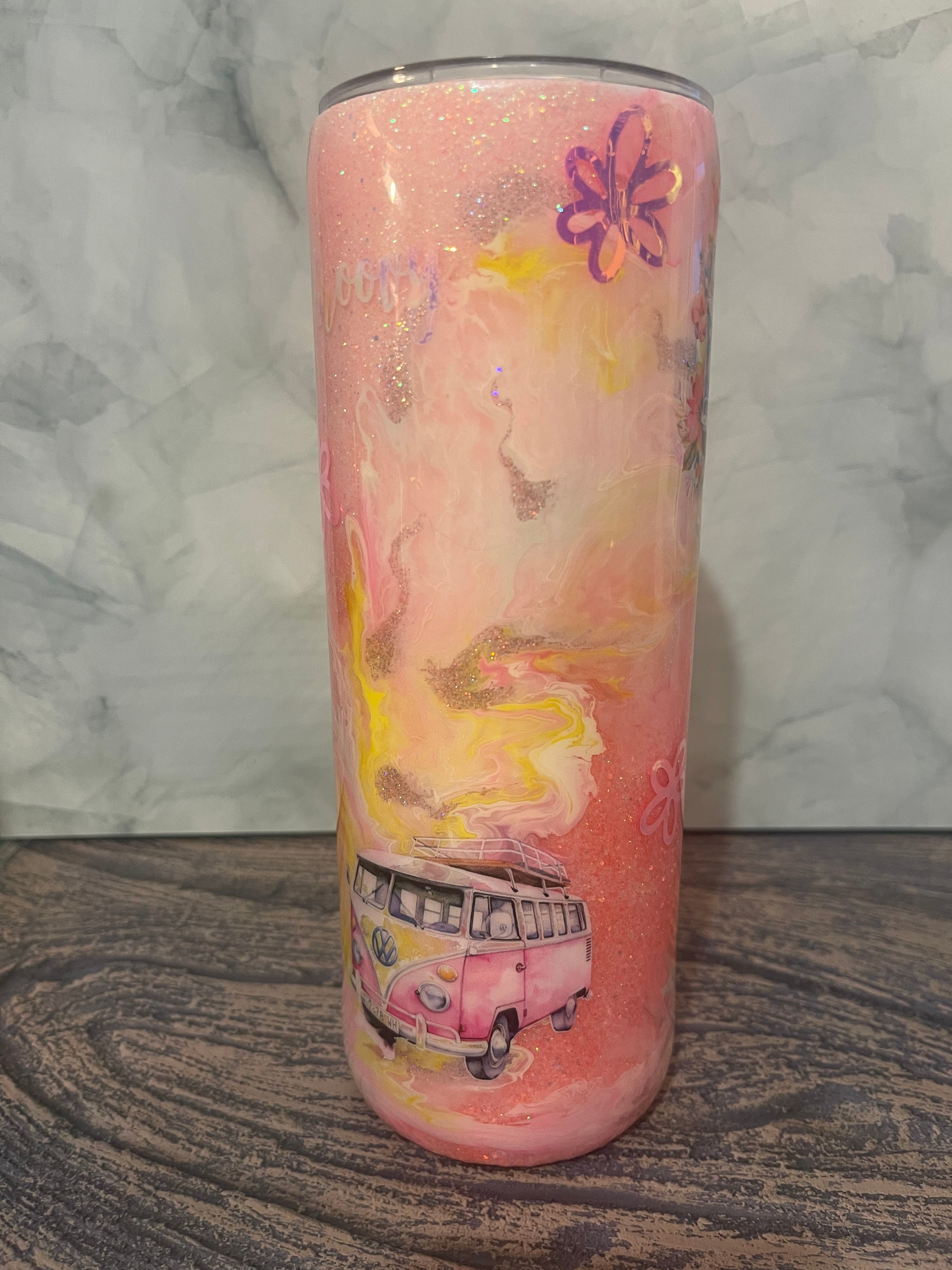 Vintage VW Camper Tumbler - 20oz Dreamy Sunset Design