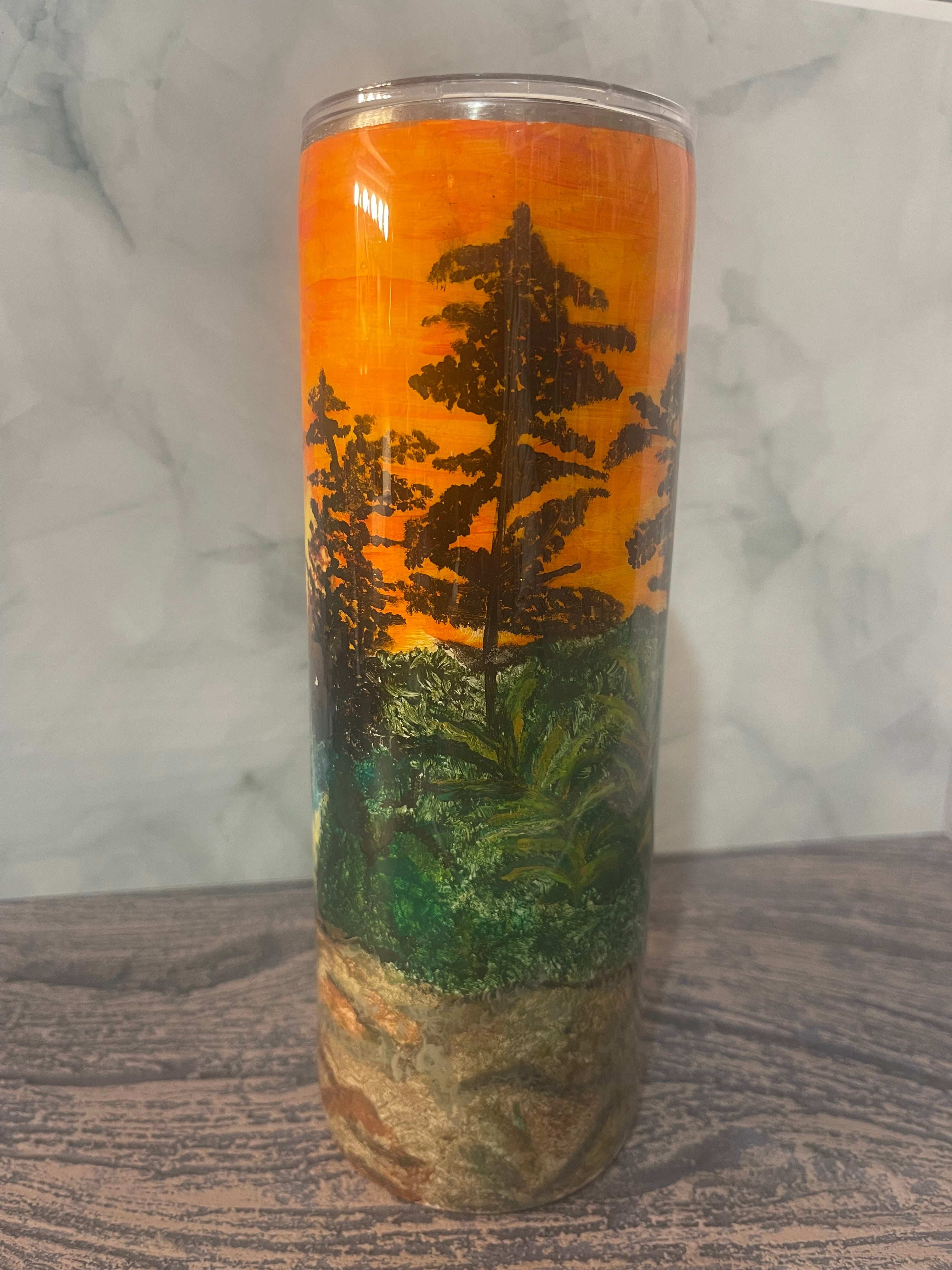 Tiger Sunset Tumbler - 20oz Insulated Dramatic Wildlife Landscape