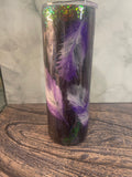 Purple Feather Tumbler - 20oz Insulated with Holographic Glitter Accents