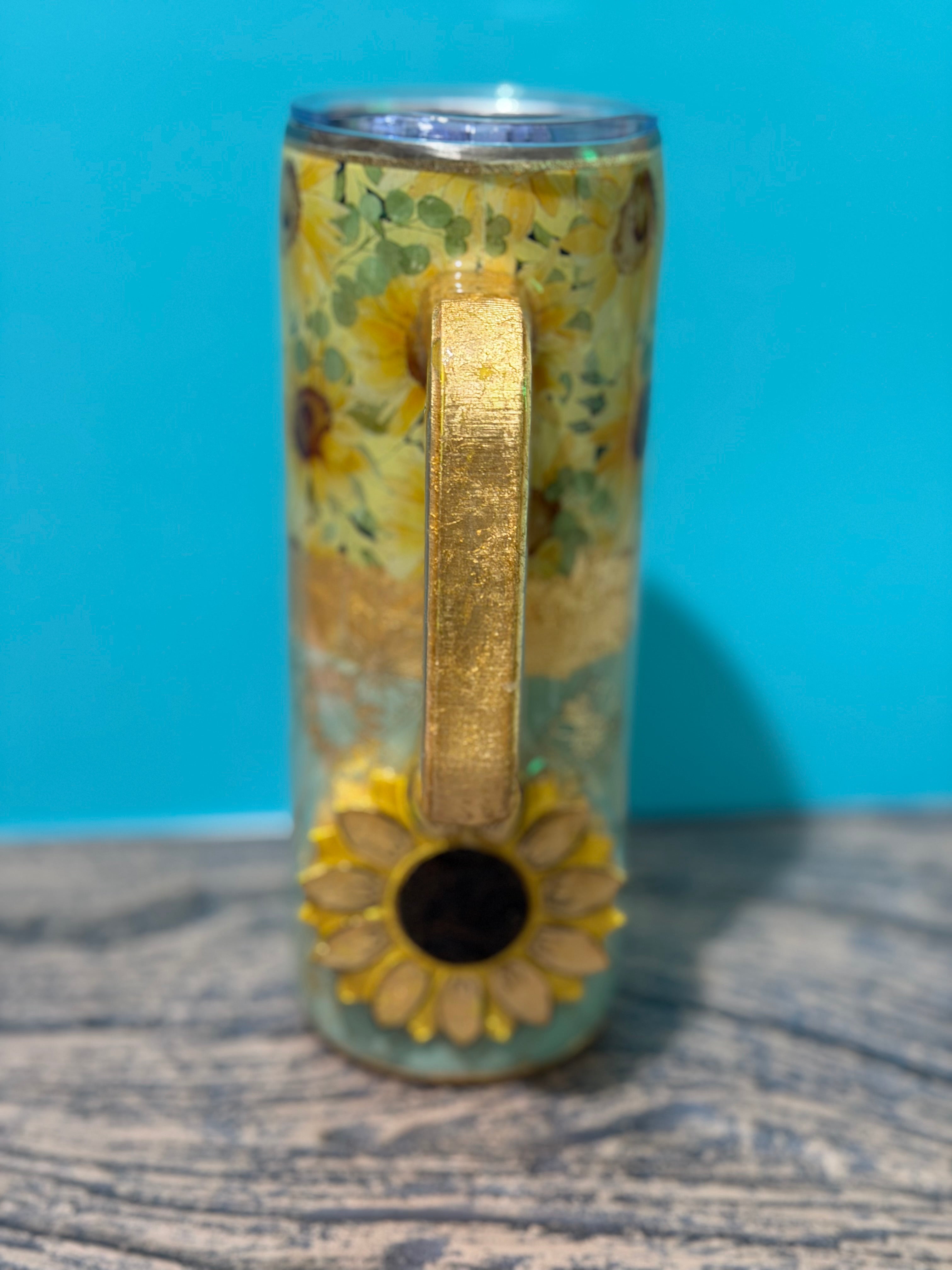 Be Like a Sunflower Tumbler - 20oz Sage Green Gold