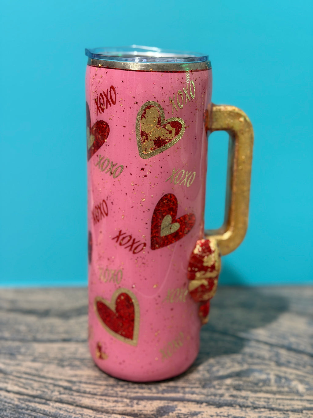 XOXO Valentine Hearts Tumbler - 20oz Pink Glitter