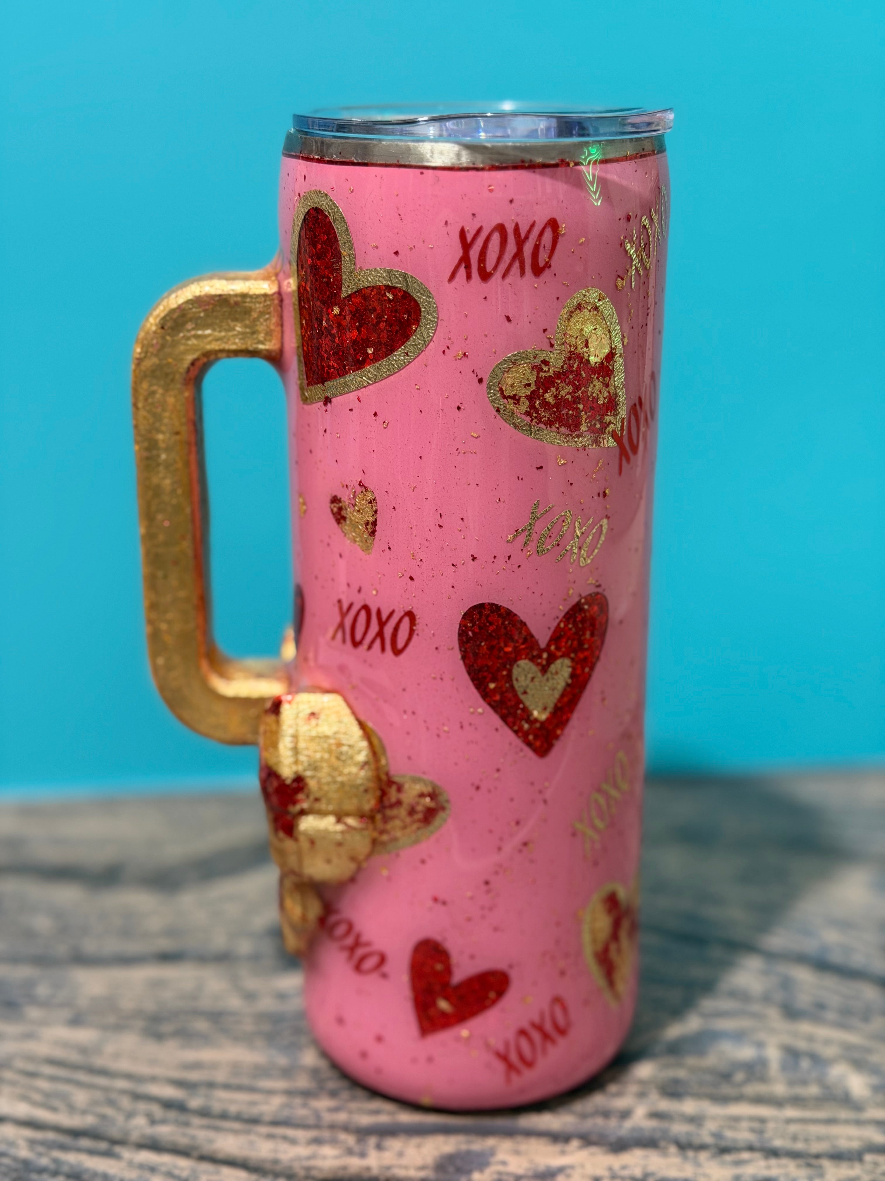 XOXO Valentine Hearts Tumbler - 20oz Pink Glitter