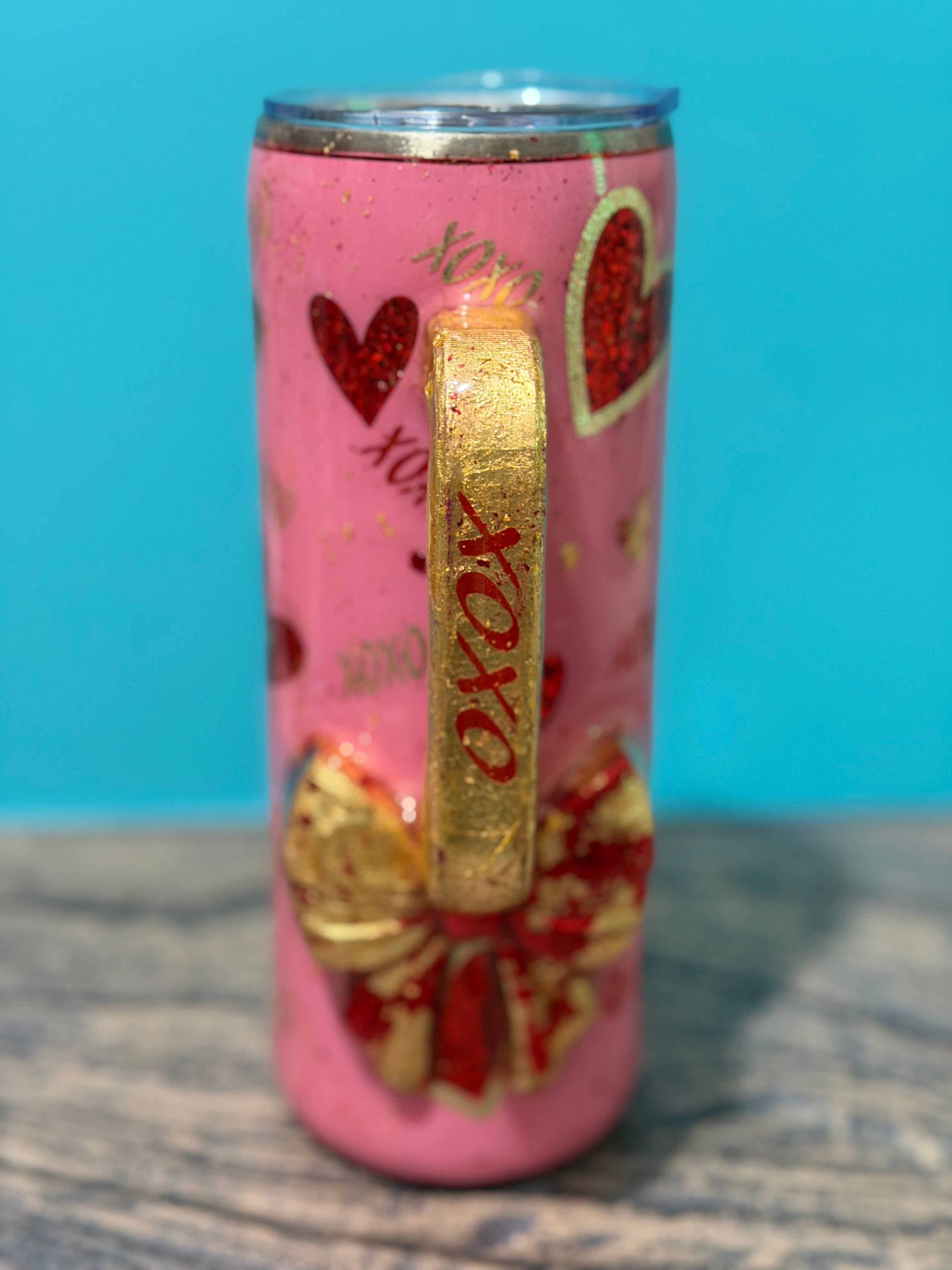XOXO Valentine Hearts Tumbler - 20oz Pink Glitter