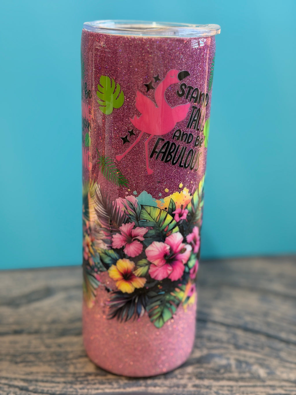 Flamingo Tropical Tumbler - 20oz Glitter Insulated 'Be Flamazing'