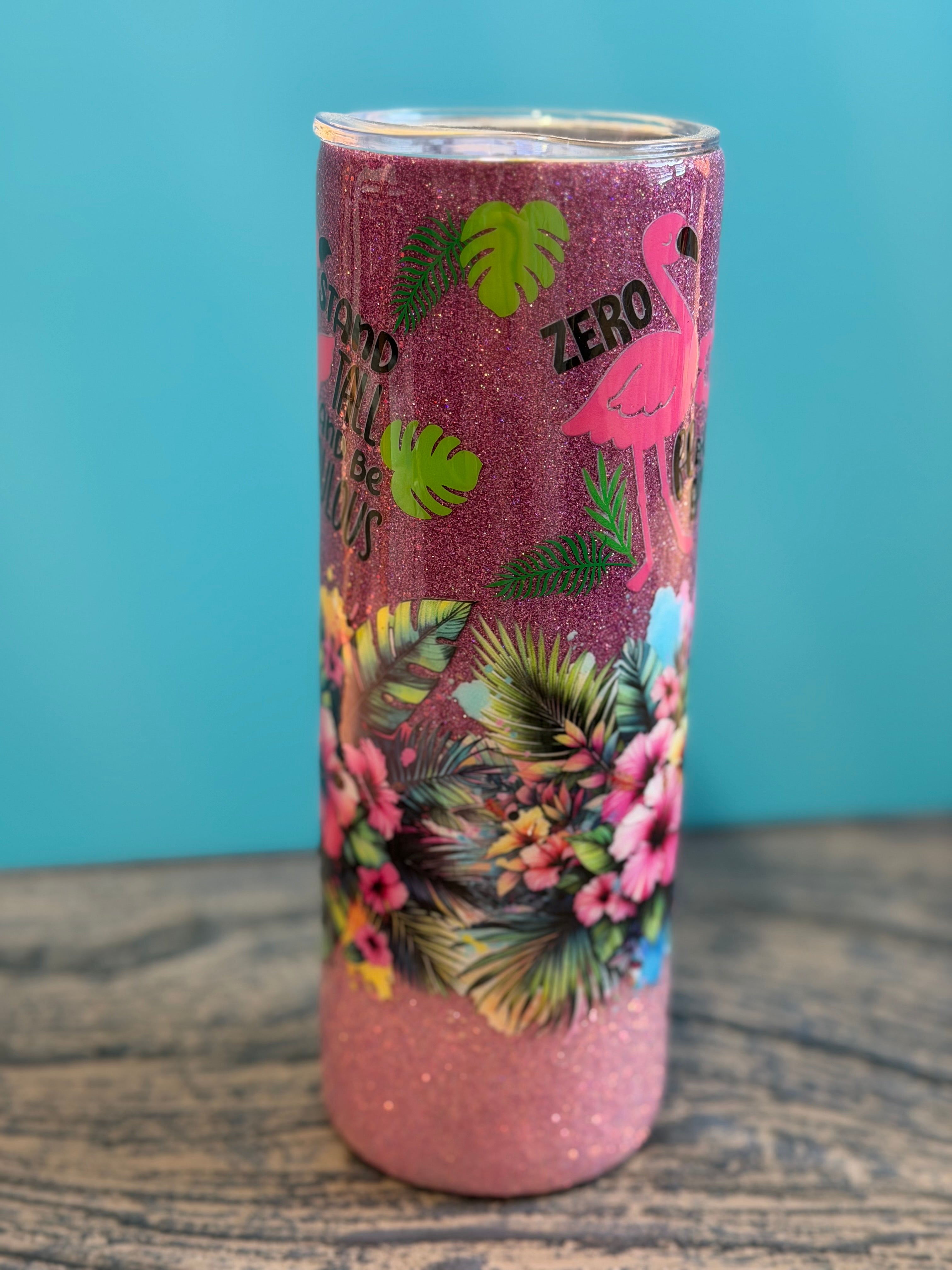 Flamingo Tropical Tumbler - 20oz Glitter Insulated 'Be Flamazing'