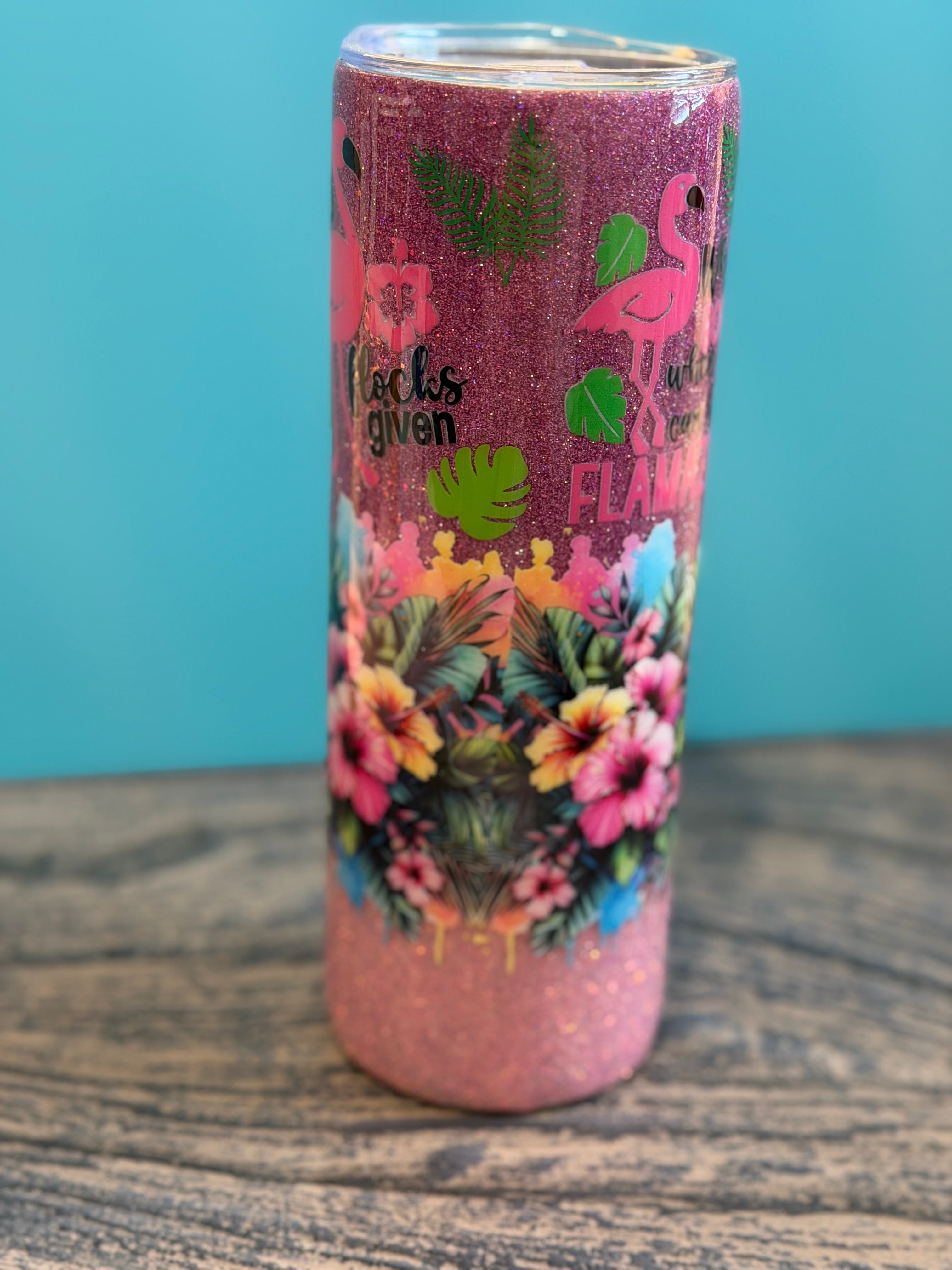 Flamingo Tropical Tumbler - 20oz Glitter Insulated 'Be Flamazing'