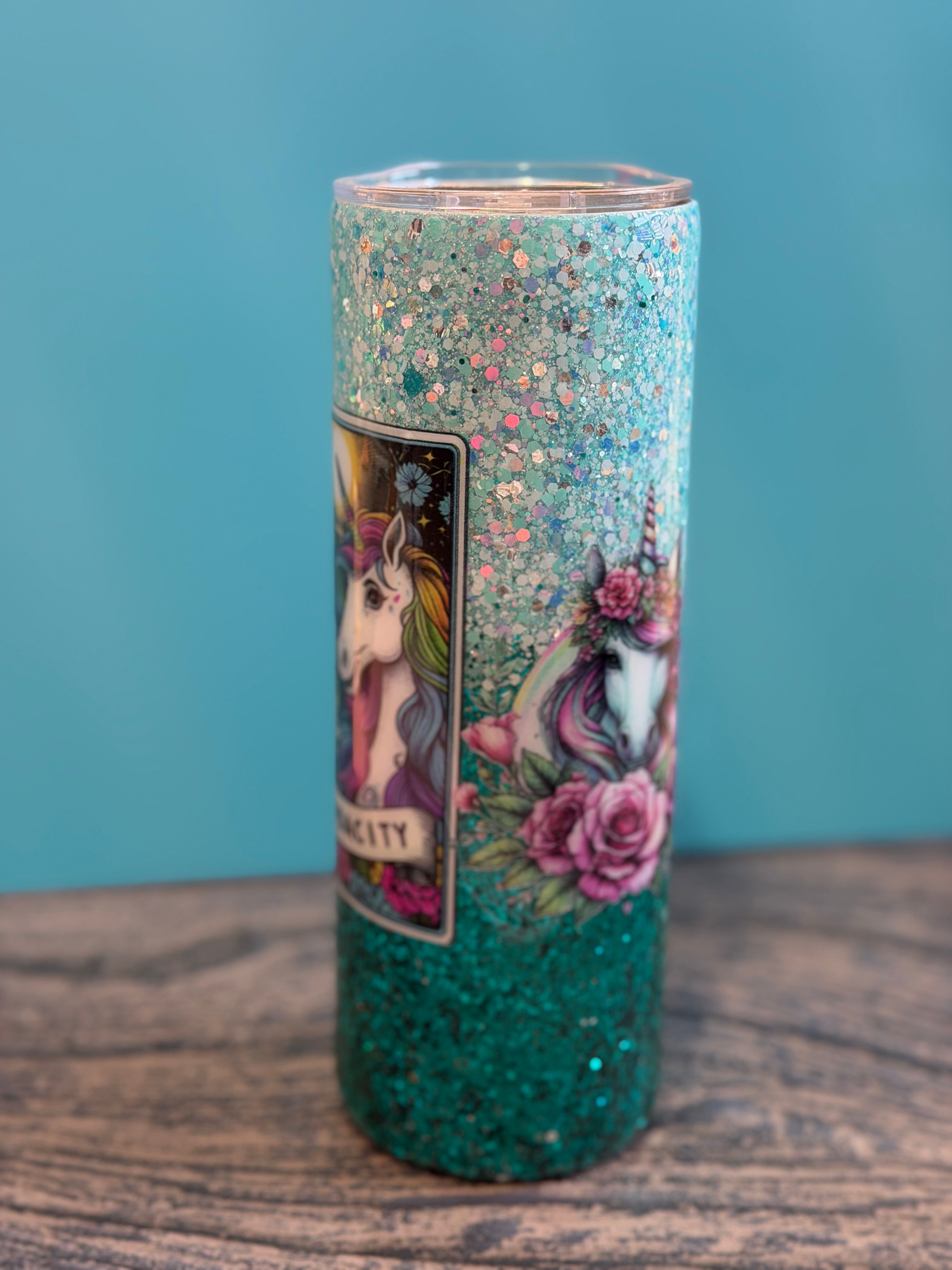 The Audacity Unicorn & Skeleton Tumbler - 20oz Glitter Insulated