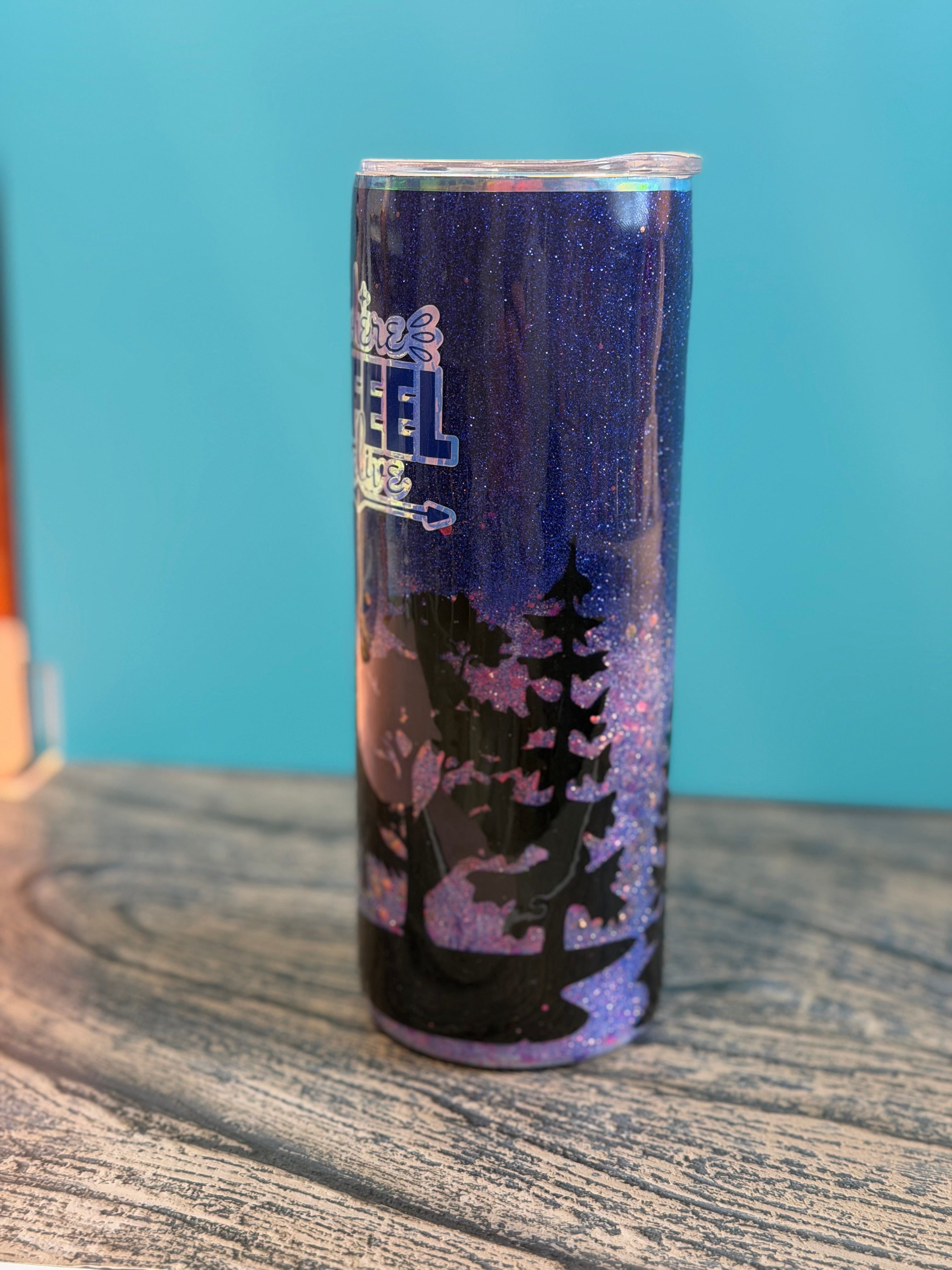 Starry Night Forest Tumbler - 20oz Insulated 'Go Where You Feel Most Alive'