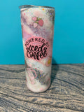 Powered by Iced Coffee Tumbler - 20oz Pink Glitter