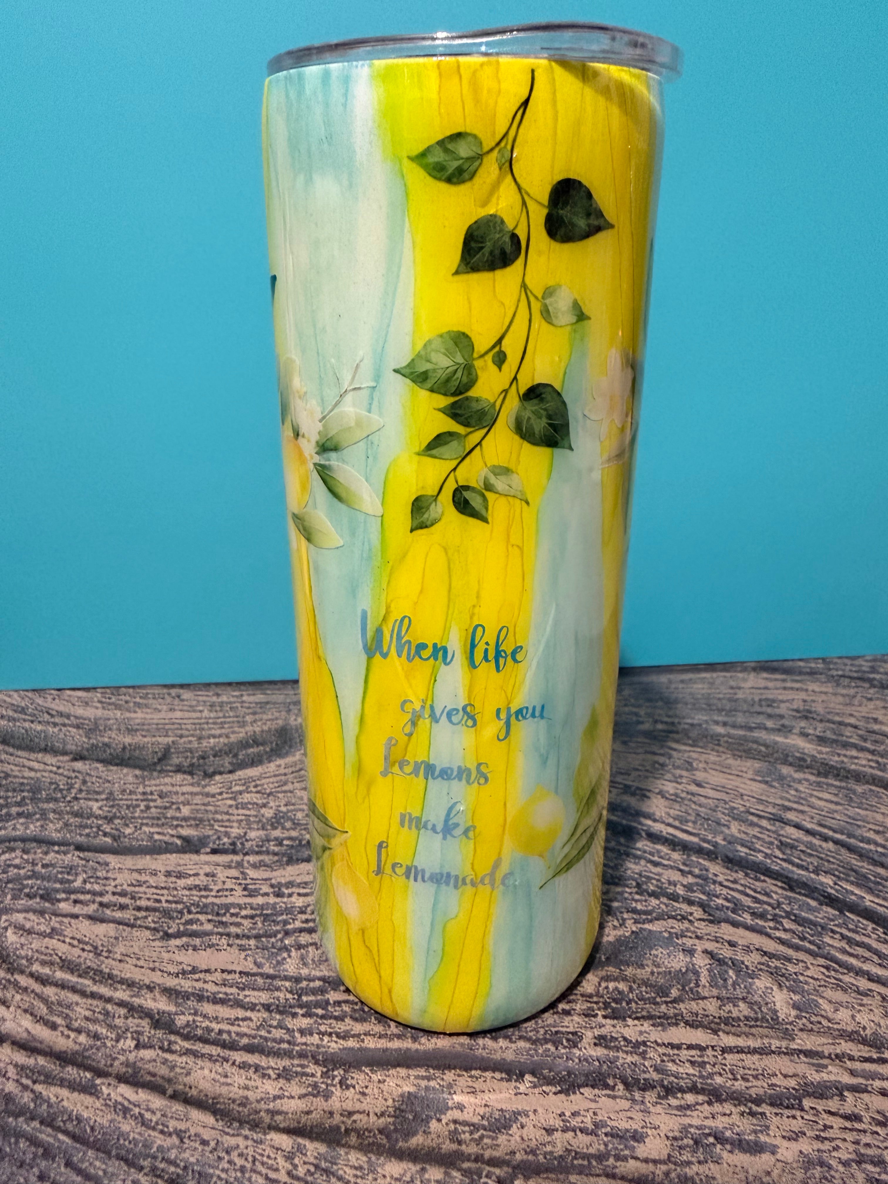 Make Lemonade Tumbler - 20oz Yellow Lemon Botanical