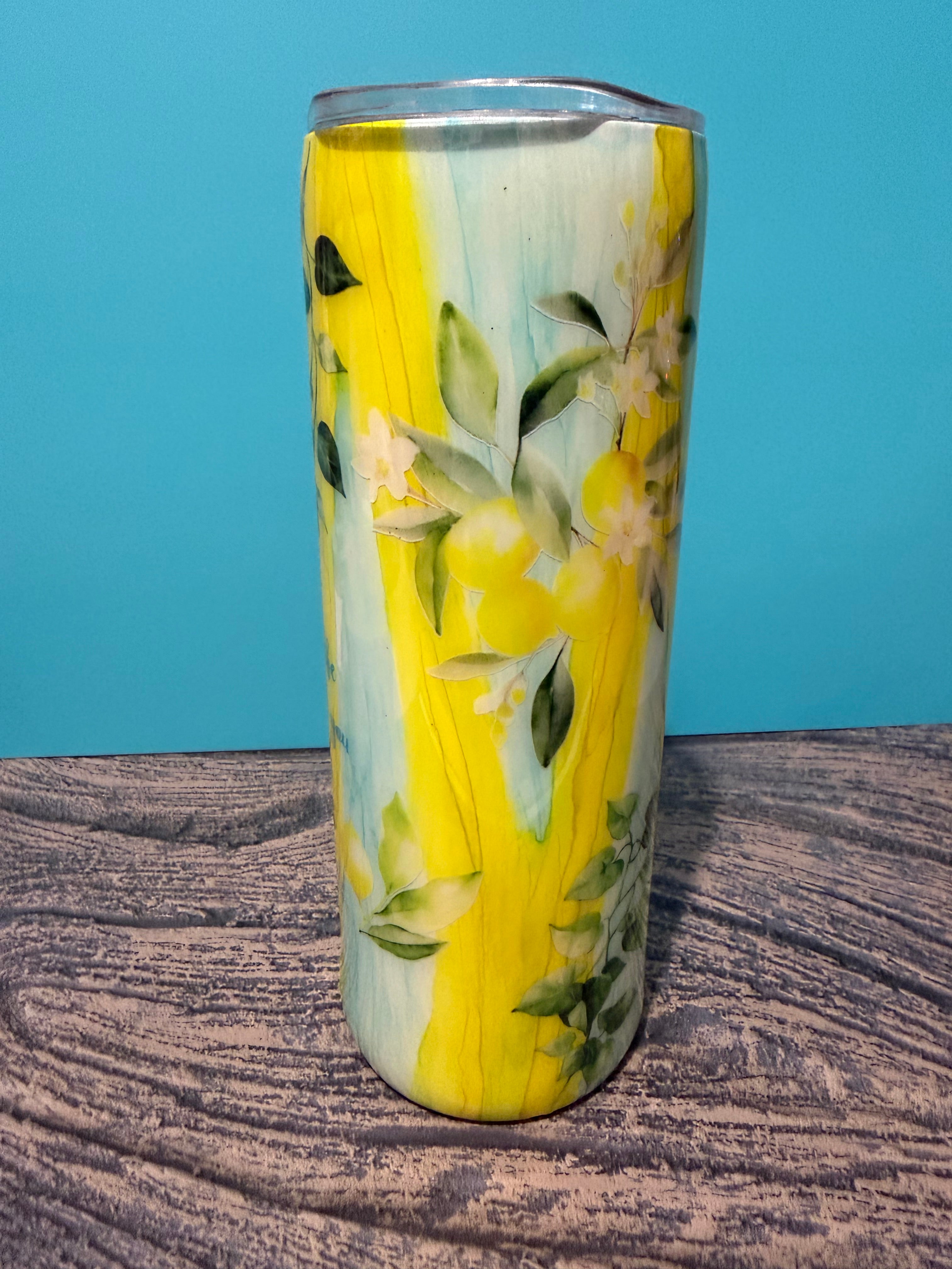 Make Lemonade Tumbler - 20oz Yellow Lemon Botanical