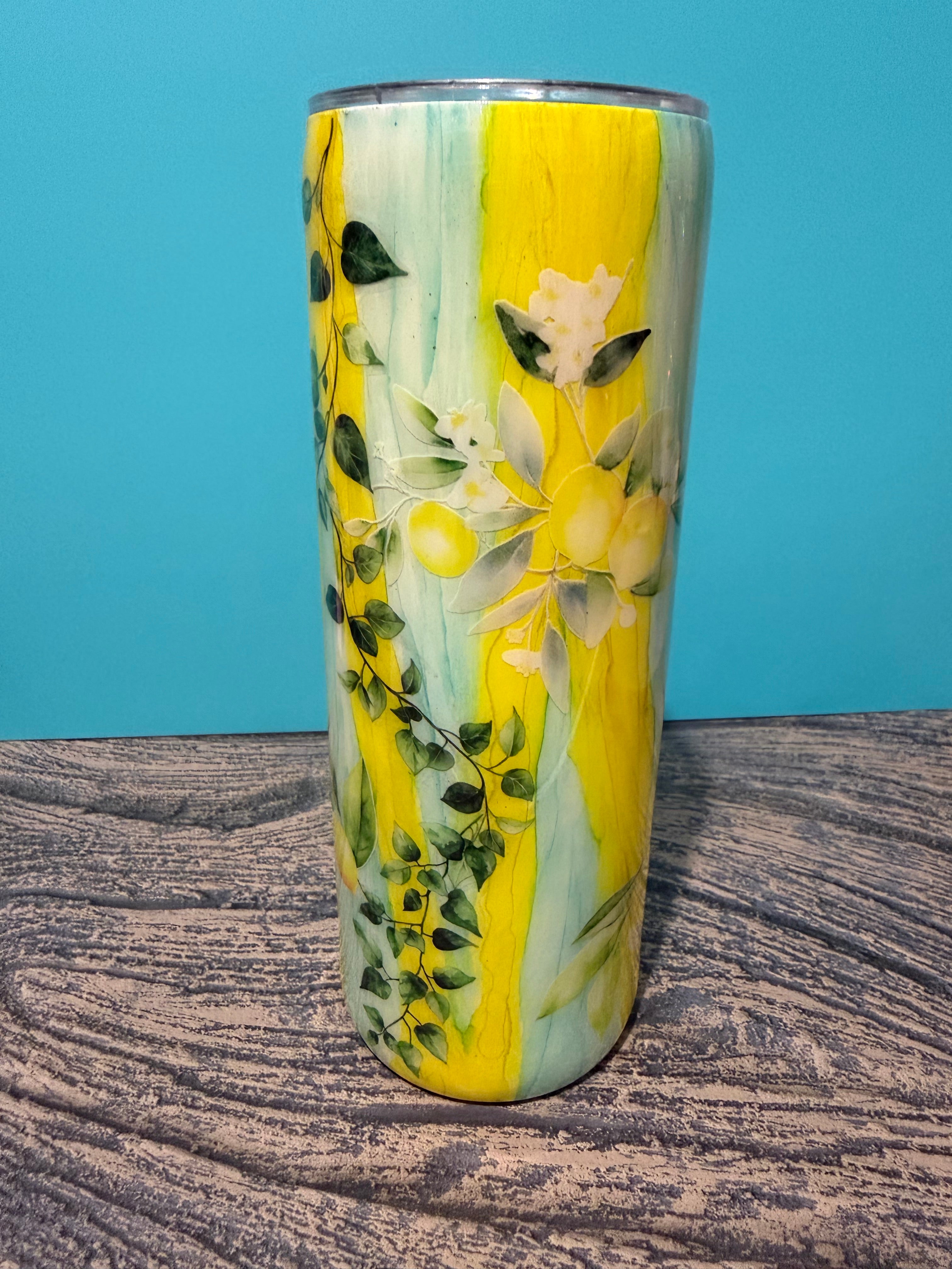 Make Lemonade Tumbler - 20oz Yellow Lemon Botanical