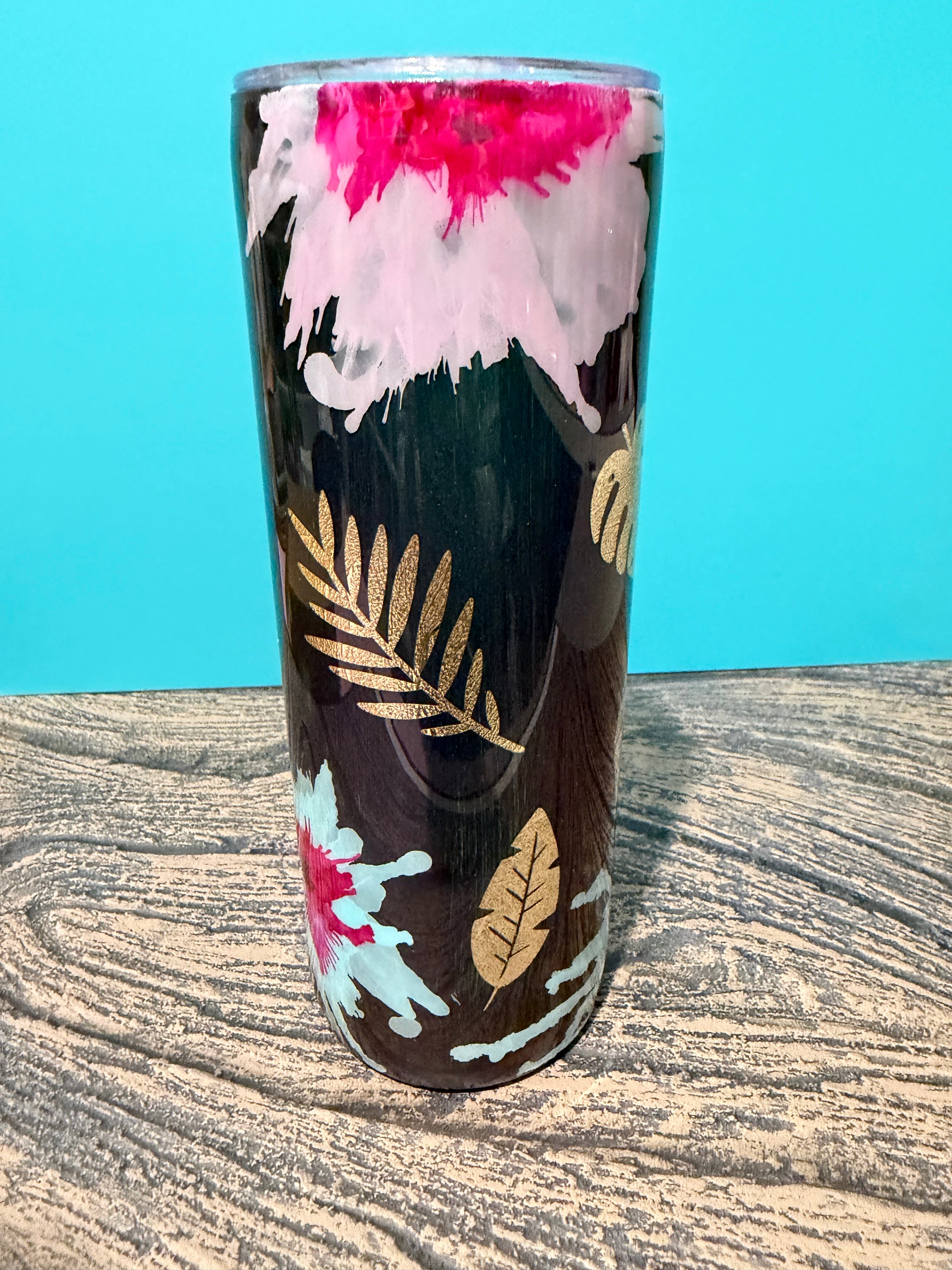 Tropical Paradise Tumbler - 20oz Monstera Leaf Black