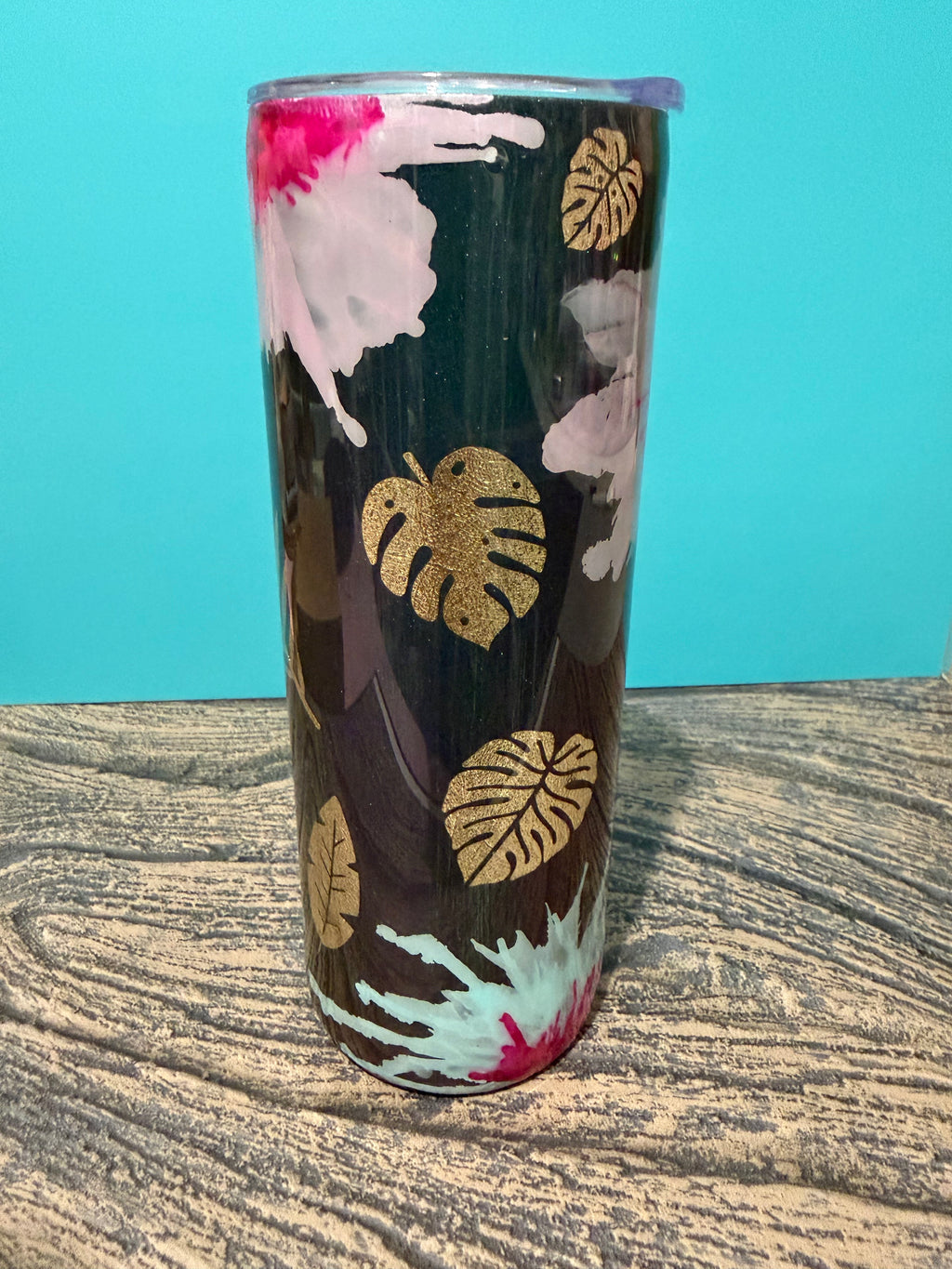 Tropical Paradise Tumbler - 20oz Monstera Leaf Black