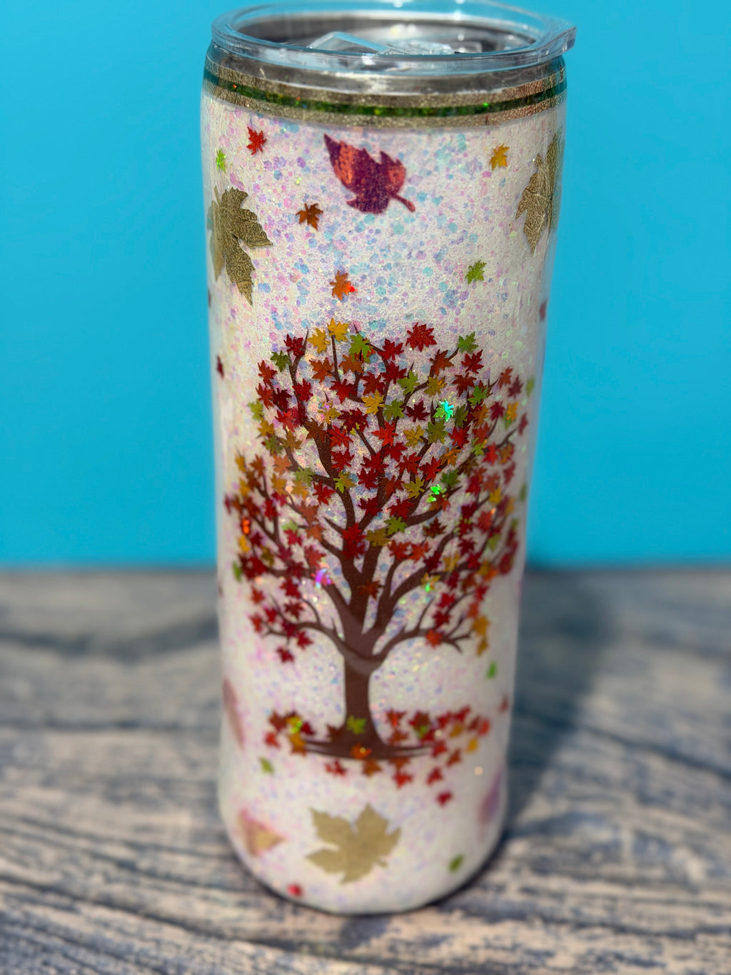 And the Leaves from the Trees Tumbler - 20oz Autumn Glitter