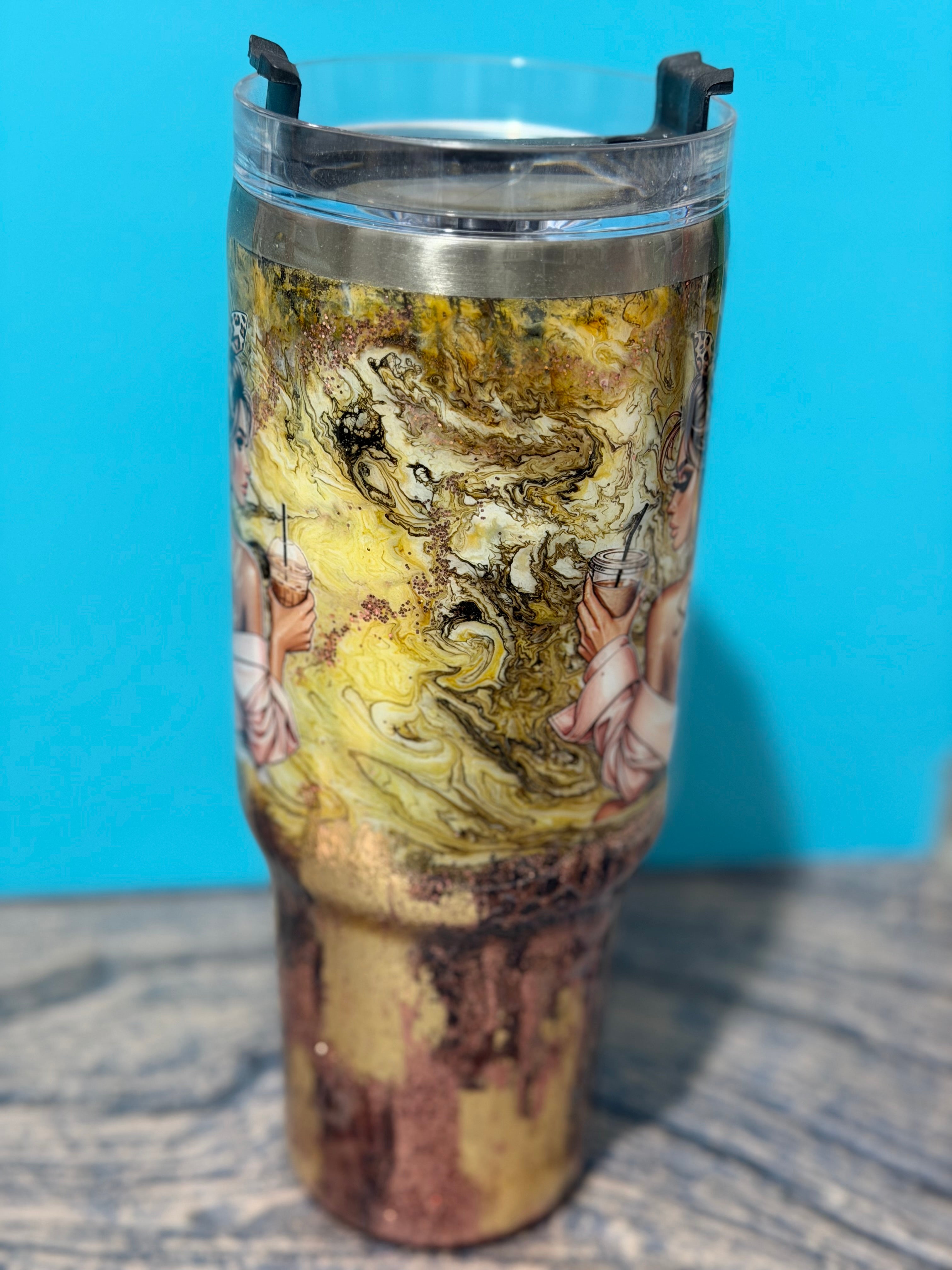 Powerful Woman Tumbler - 40oz Leopard Print Gold