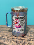 Overthinking Flamingo Tumbler - 20oz Rainbow Glitter