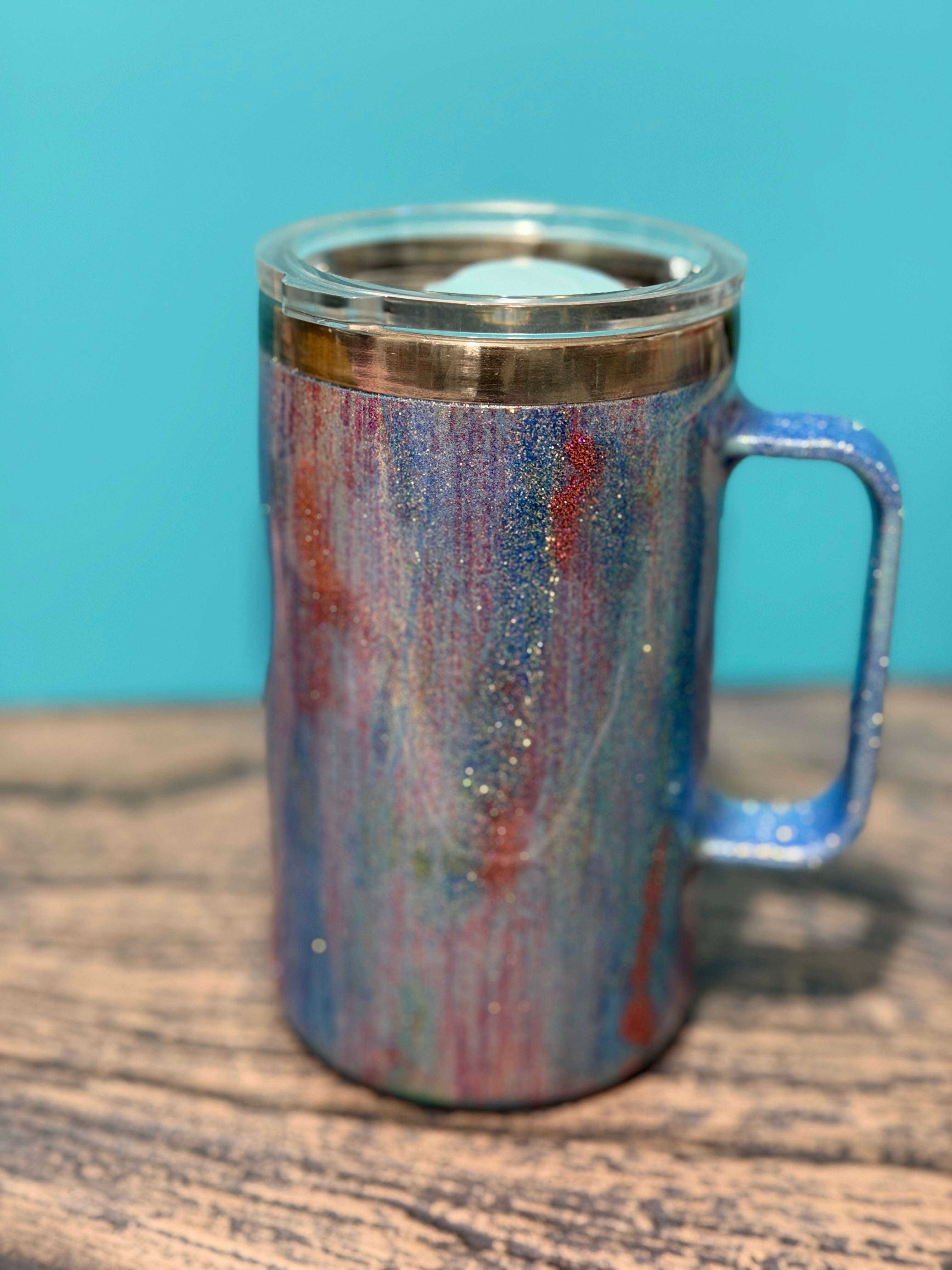 Overthinking Flamingo Tumbler - 20oz Rainbow Glitter