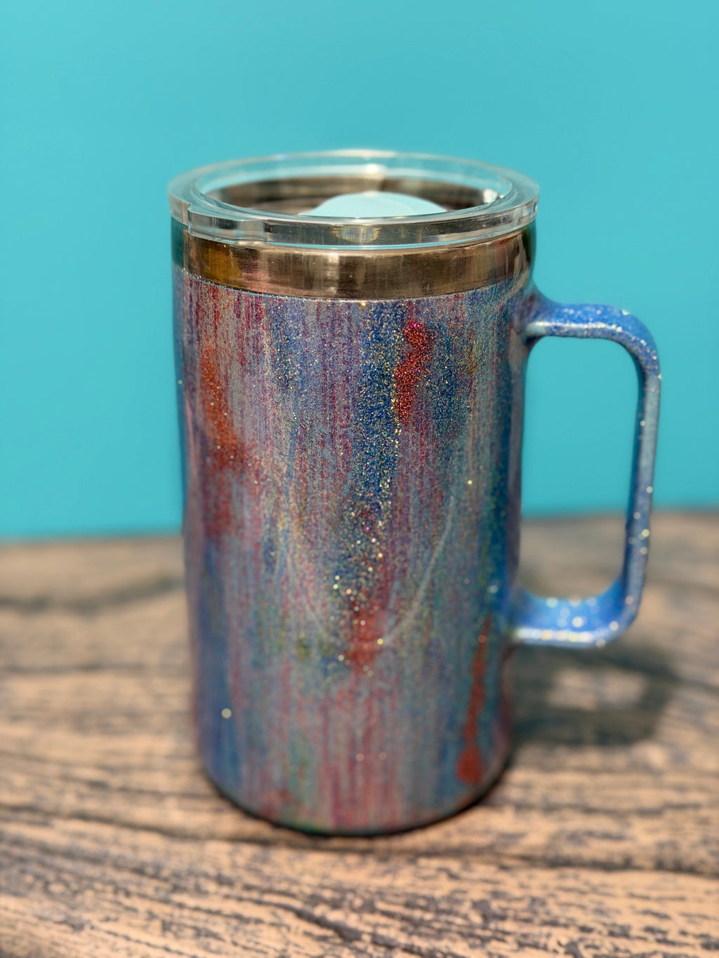Overthinking Flamingo Tumbler - 20oz Rainbow Glitter