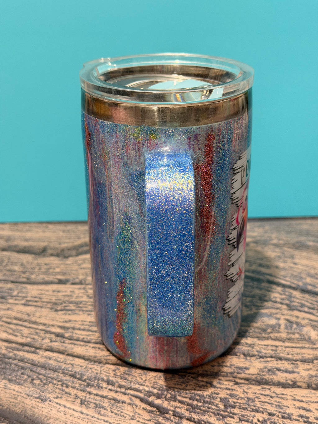 Overthinking Flamingo Tumbler - 20oz Rainbow Glitter