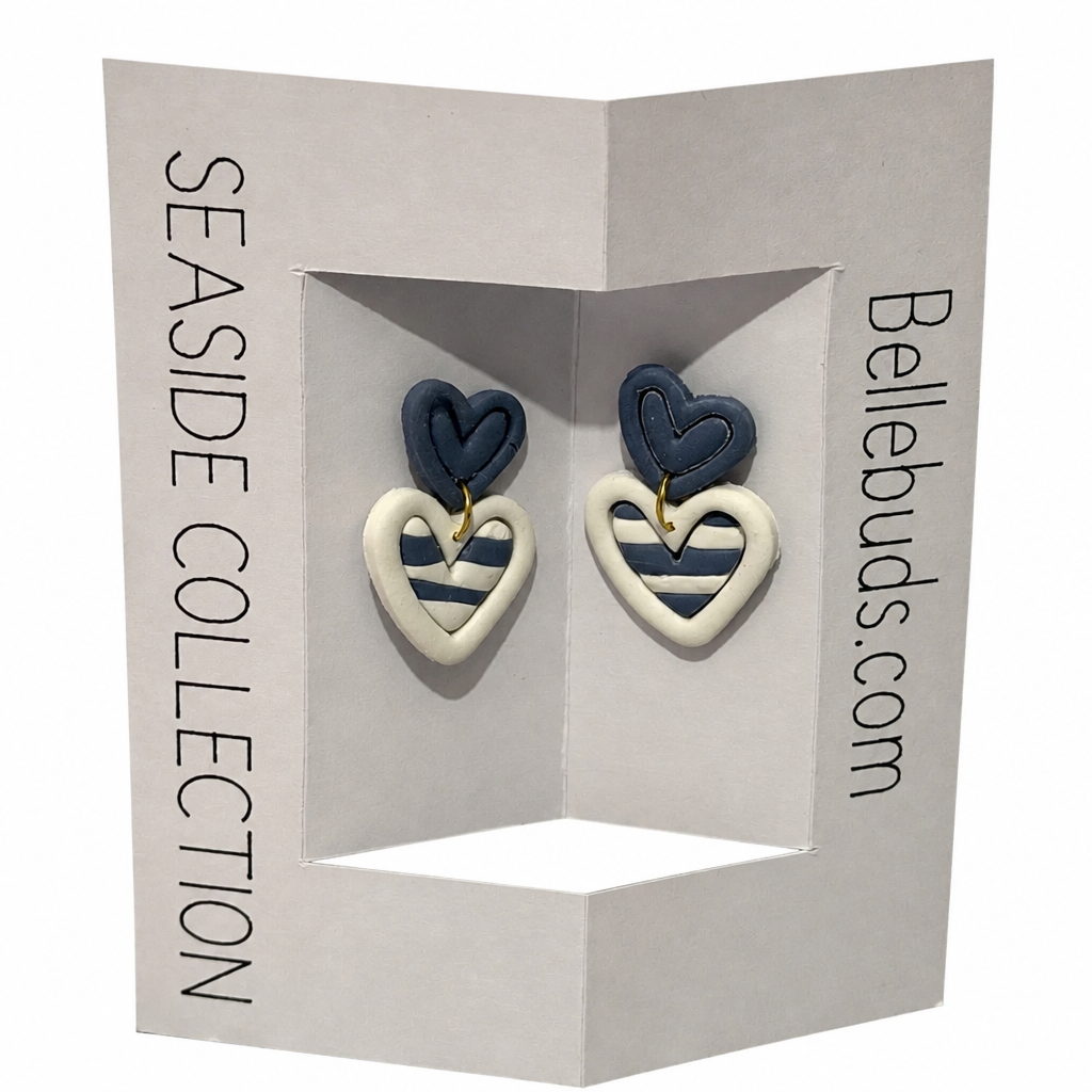 Double Heart Striped Earrings