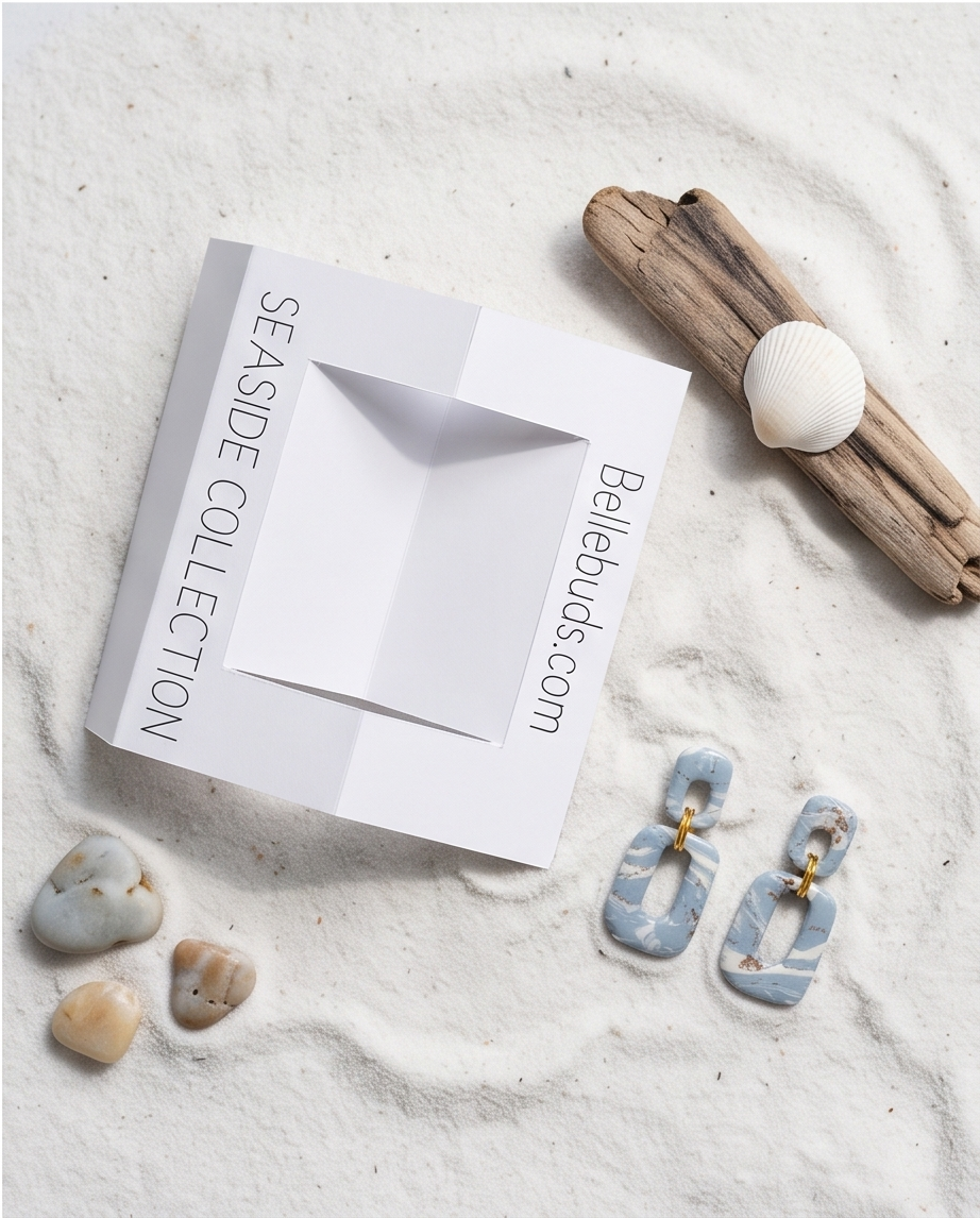 Blue Marble Link Drop Earrings