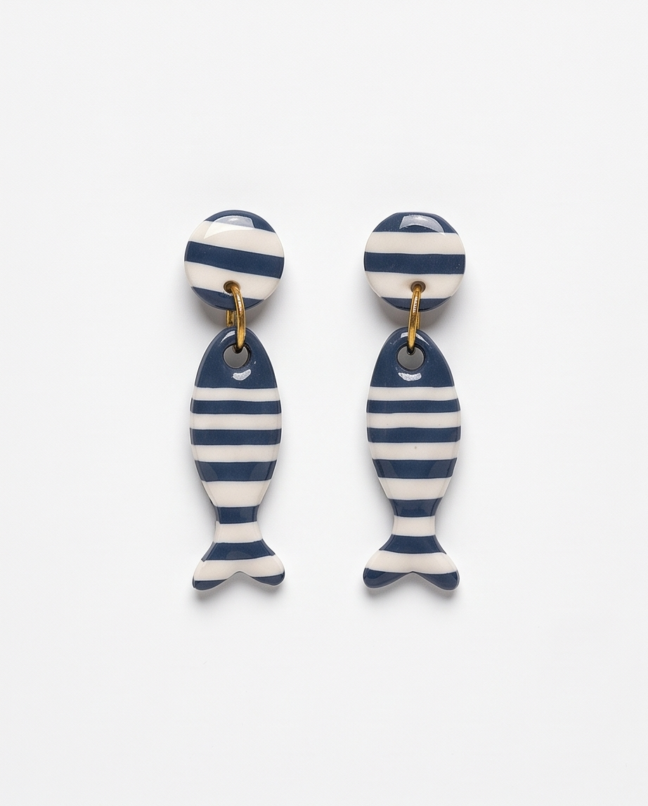 Seaside Collection : Striped Fish Earrings