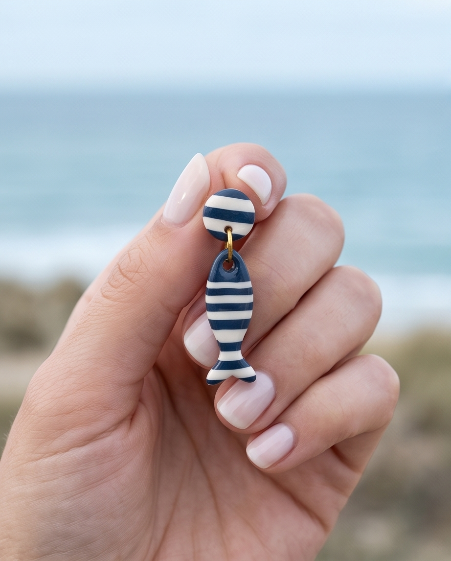 Seaside Collection : Striped Fish Earrings