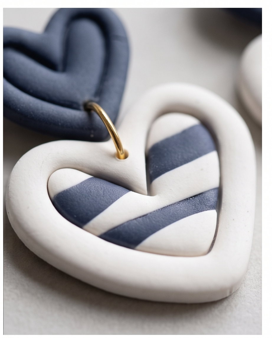 Double Heart Striped Earrings