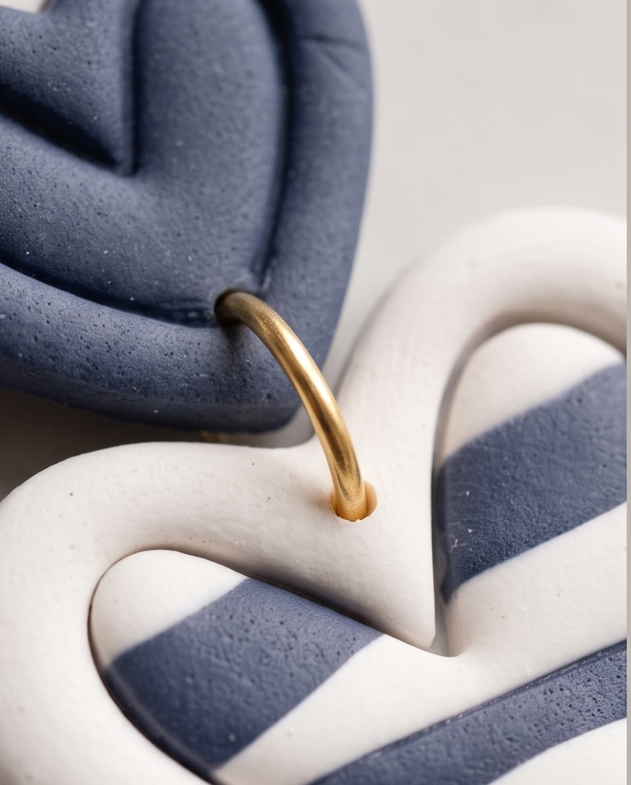Double Heart Striped Earrings