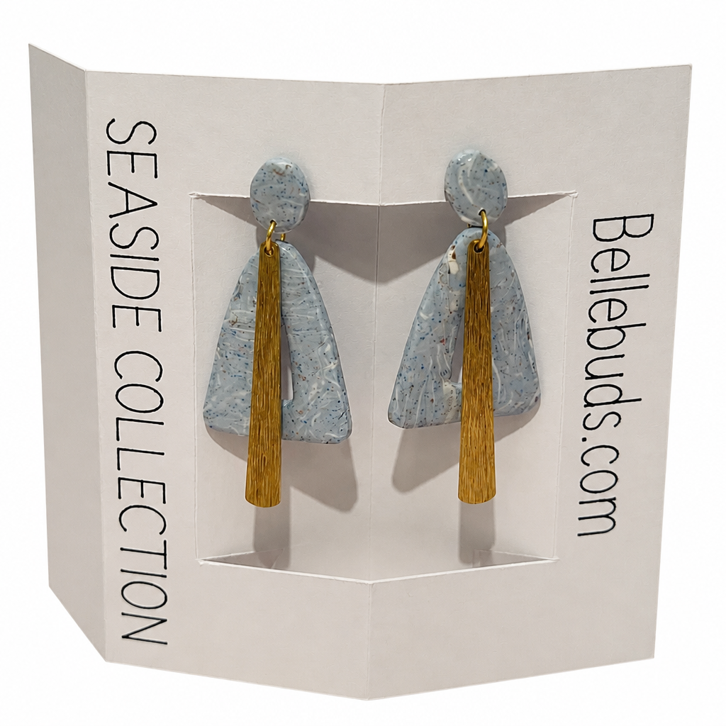 Blue Speckled Drop Earrings