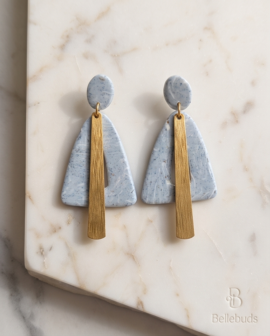 Blue Speckled Drop Earrings