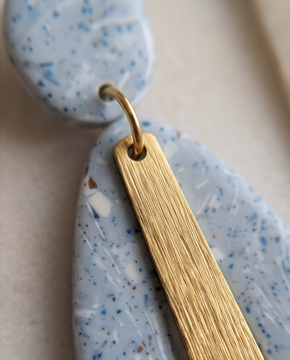 Blue Speckled Drop Earrings