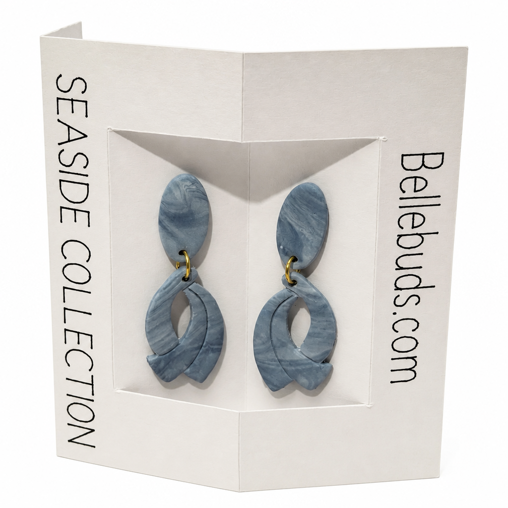 Slate Blue Marbled Drop Earrings