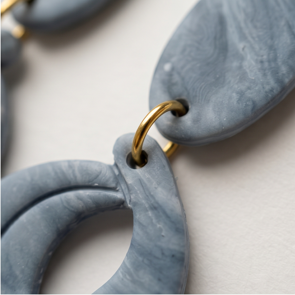 Slate Blue Marbled Drop Earrings
