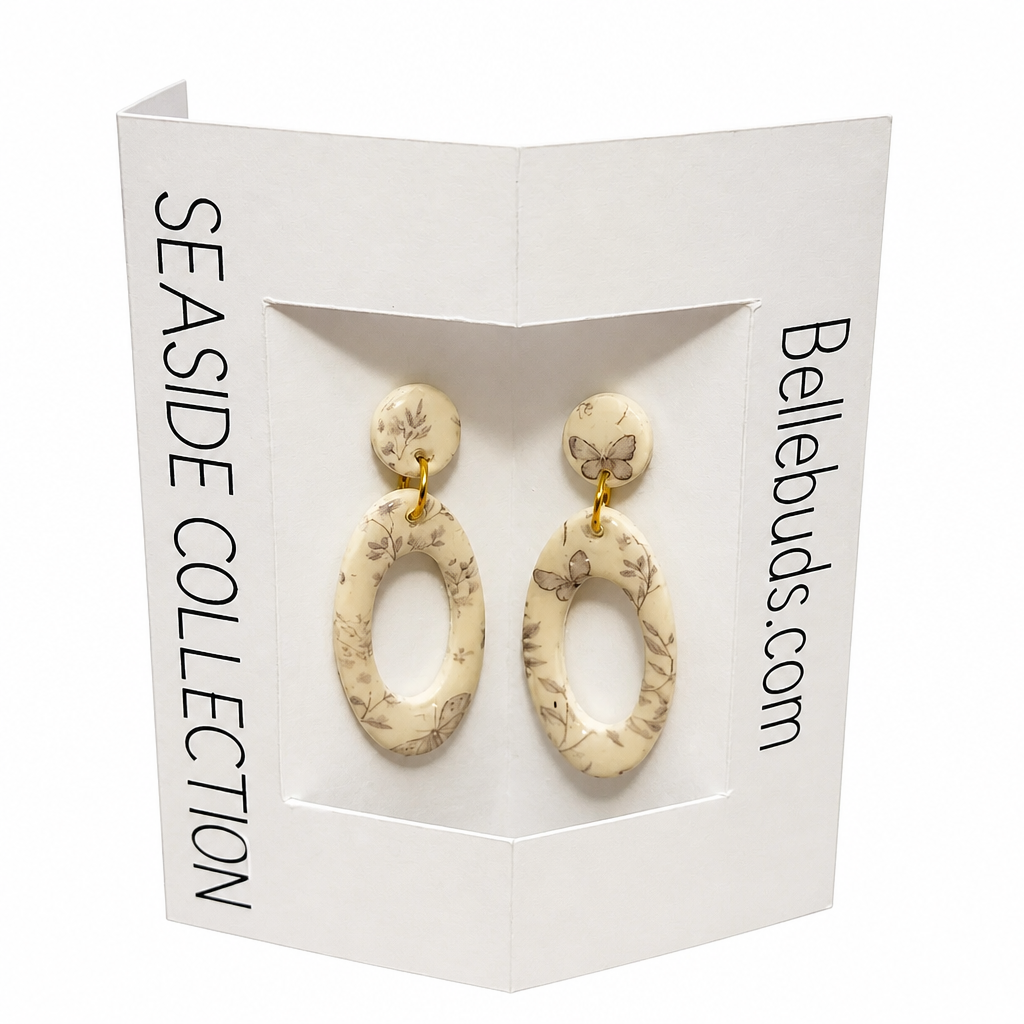 Vintage Floral Oval Drop Earrings
