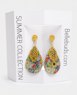 Gold Leaf FloralTeardrop Earrings