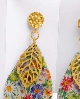 Gold Leaf FloralTeardrop Earrings