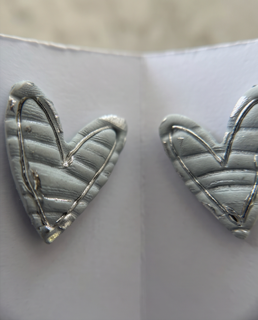 Silver Quilted Heart Stud Earrings
