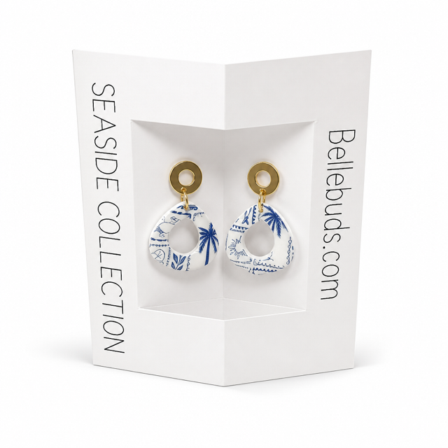 Tropical Toile Open Hoop Earrings