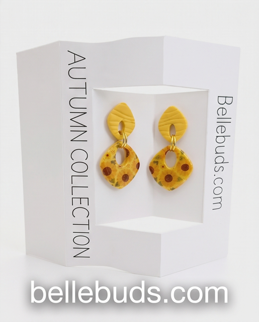 Mustard Sunflower Resin Drop Earrings